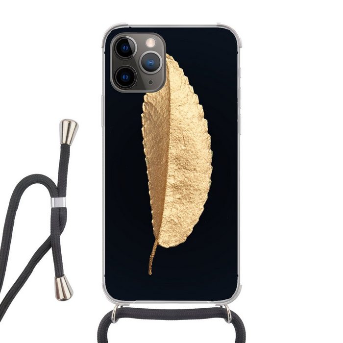 MuchoWow Handyhülle Blätter - Schwarz und Gold - Luxus - Chic - Natur Handyhülle Telefonhülle Apple iPhone 12 Pro Max
