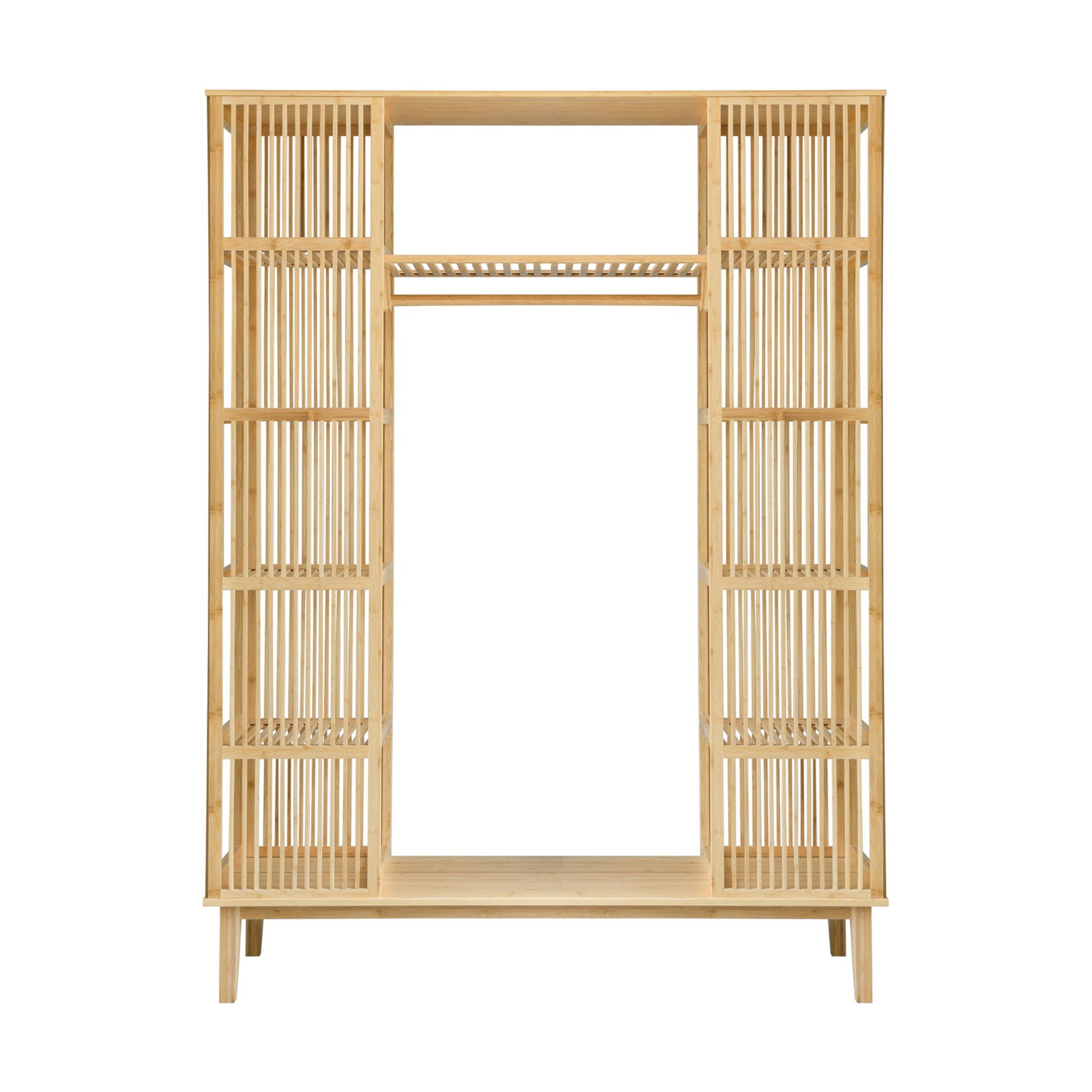 en.casa Kleiderschrank »Hudiksvall« mit 10 Staufächern, 2 großen Ablagen185x140x45cm Natur – Bild 5 von 5