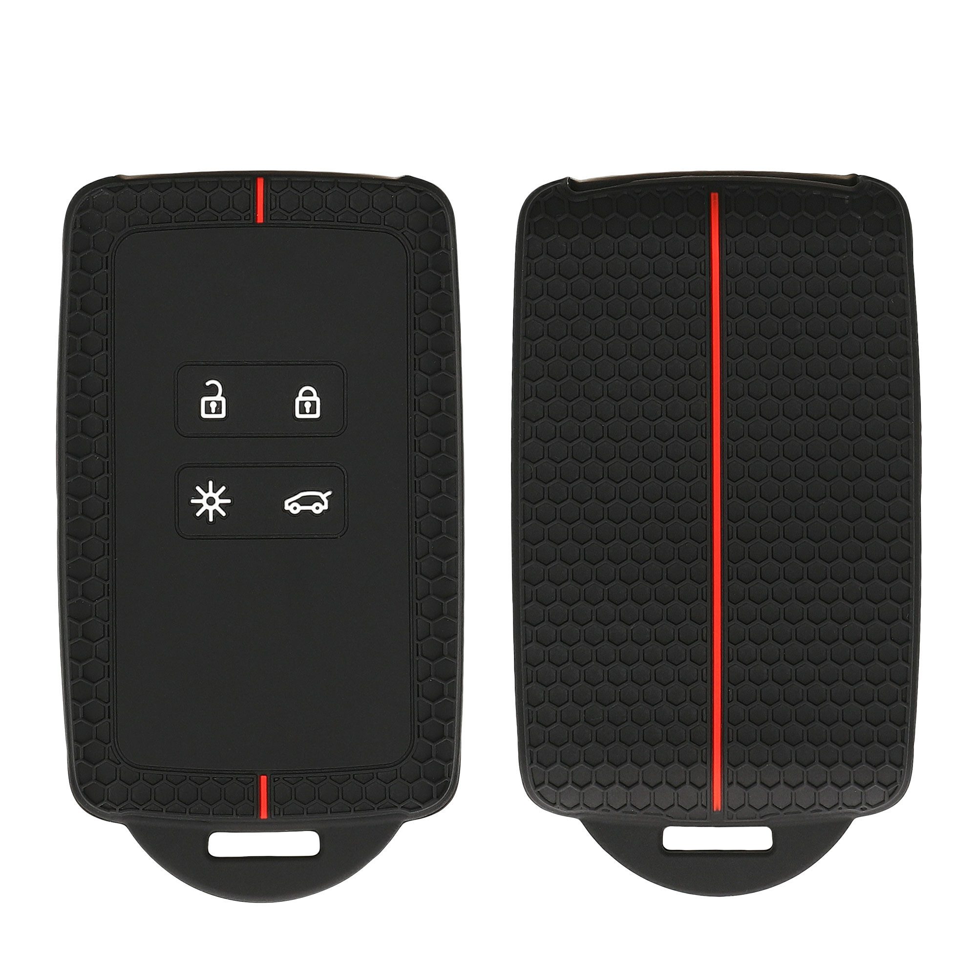 kwmobile Schlüsseltasche Hülle für Renault 4-Tasten Smartkey Autoschlüssel (nur Keyless Go) (1-tlg), Autoschlüssel Wabendesign Schlüsselhülle - Schwarz Rot