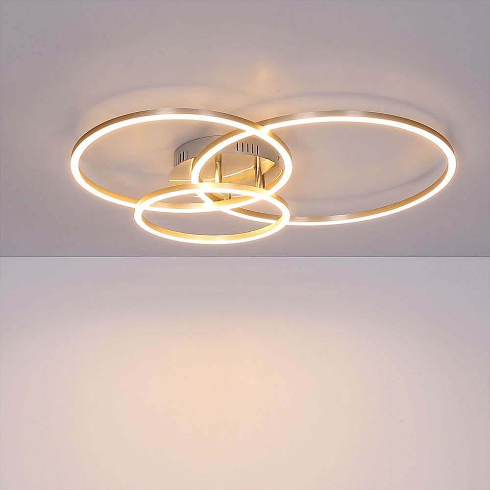 Wohnzimmer, Warmweiß, LED-Leuchtmittel Designleuchte Deckenleuchte, 3 Deckenlampe Ringlampe LED fest Deckenleuchte etc-shop verbaut,