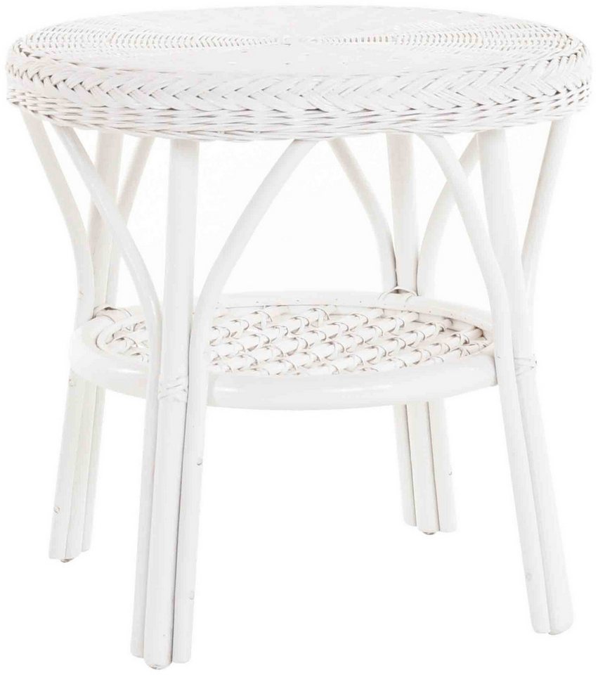 Krines Home Wohnzimmertisch Rattan Beistelltisch Rund Couchtisch Rattantisch für Wohnzimmer Tisch, mit Ablage