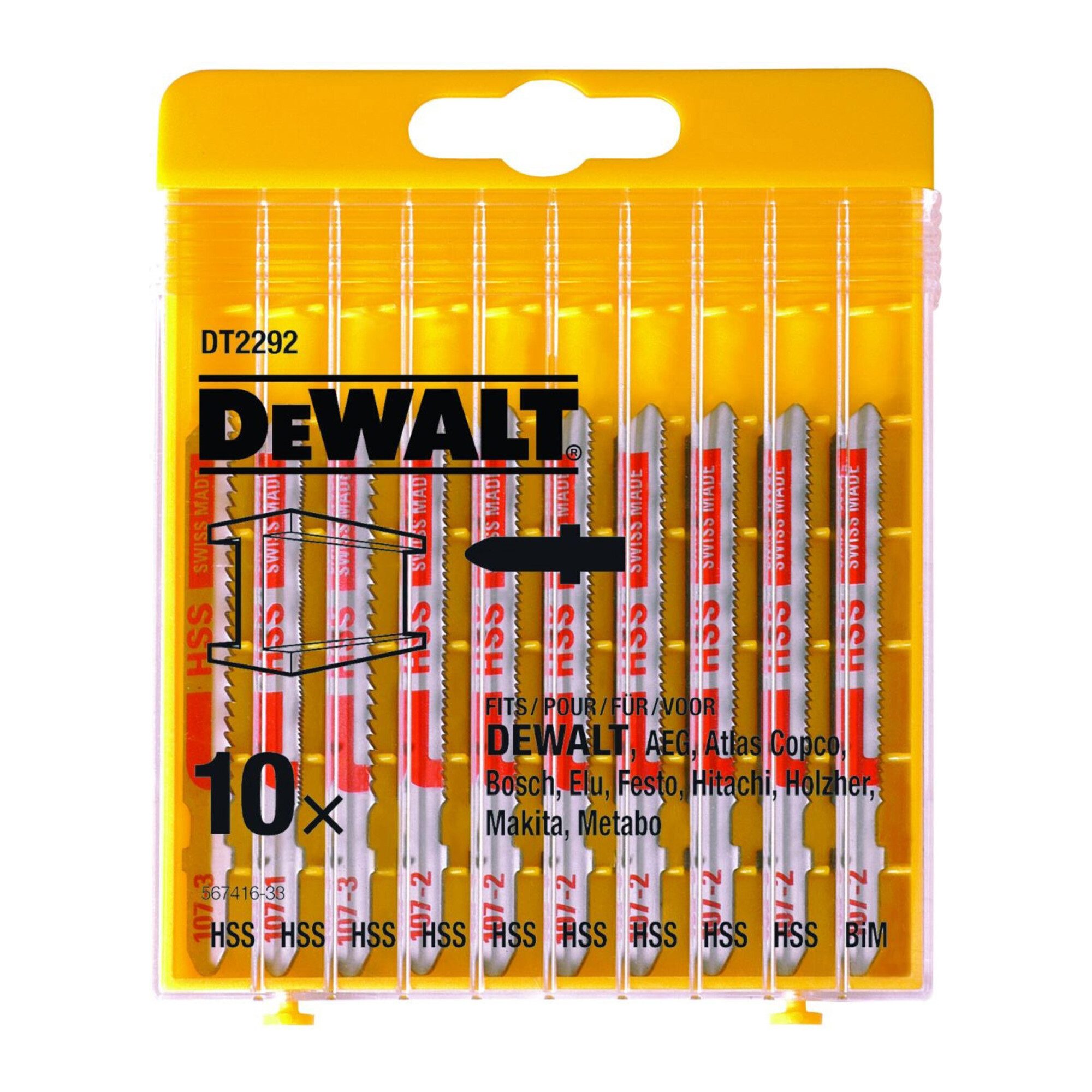 DeWalt Stichsäge DEWALT 10tlg. HSS-Stichsägeblätter-Set DT2292-QZ