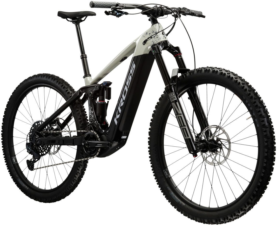 Kross E-Bike Mountainbike KROSS E-MTB Moon Boost 1.0 29" grau, 12 Gang SRAM GX EAGLE Schaltwerk, Kettenschaltung, Mittelmotor, 630 Wh, (mit Carbon-Rahmen und -Gabel), Pedelec, Elektrofahrrad für Damen und Herren, MTB