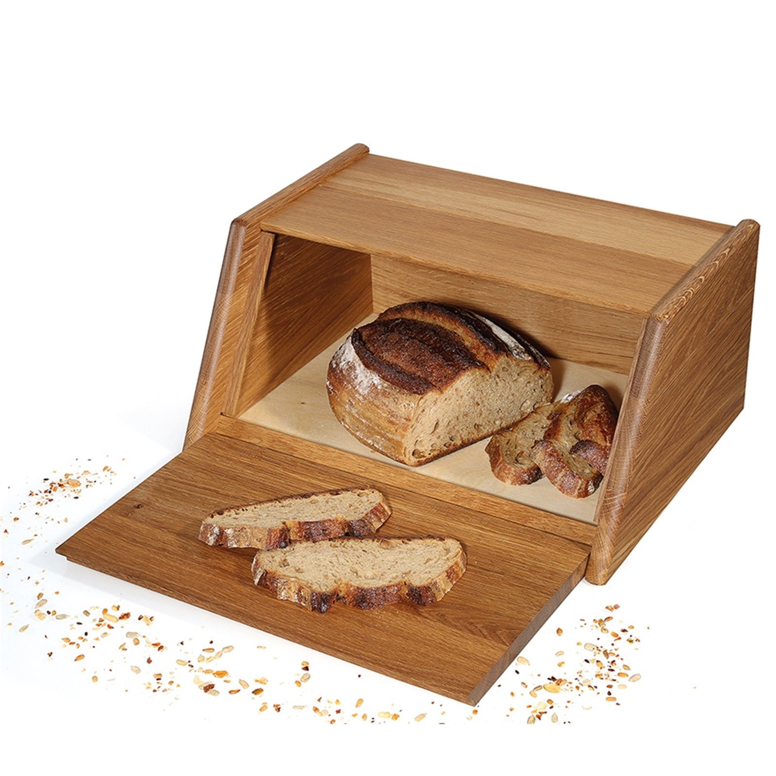 Holz, 1-tlg), Brotkasten Brotkasten Eiche Montana, Brotbox ZASSENHAUS eckig Holz, (Stück, Brottopf