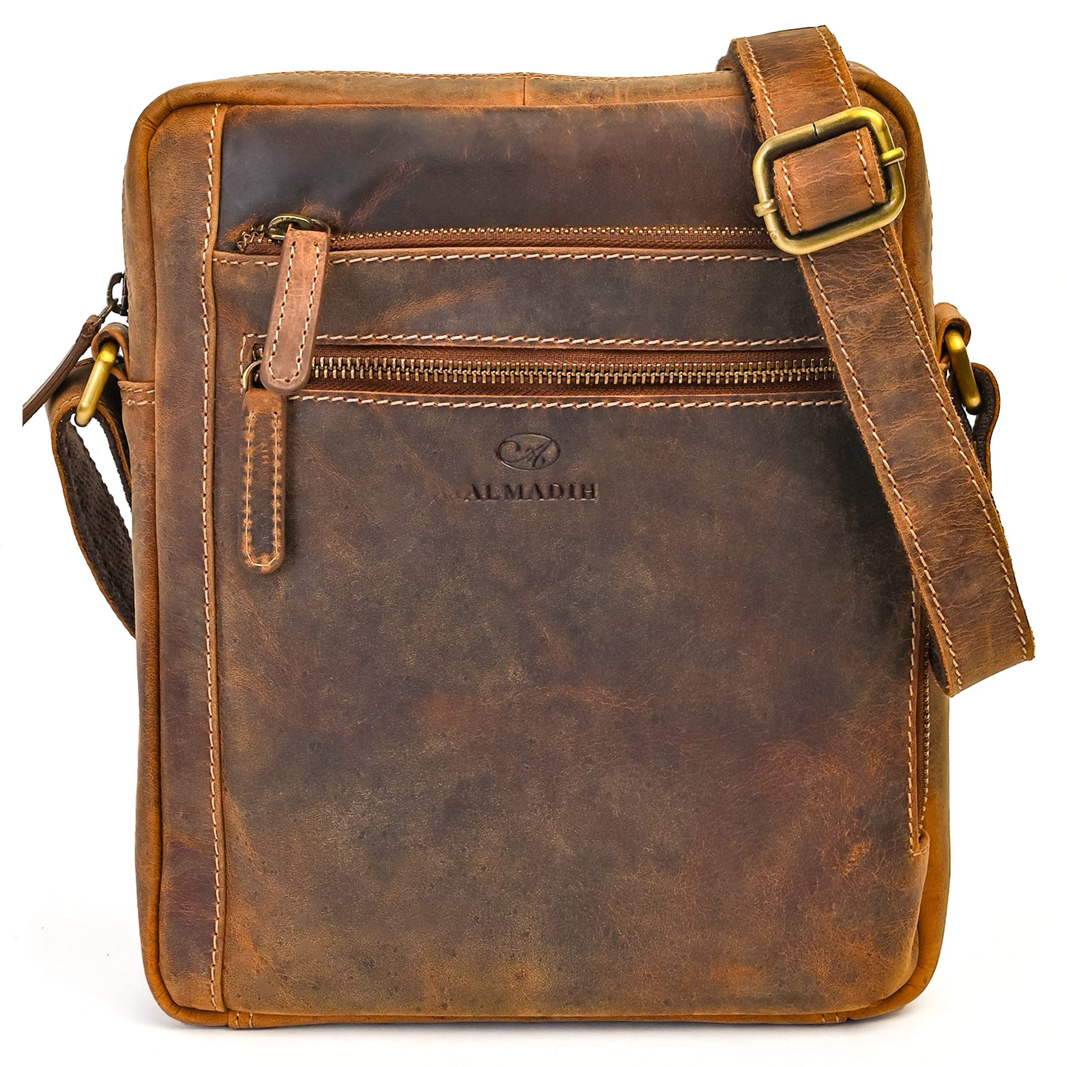 Umhängetasche Leder Herren LUC - Kompakte echte Ledertasche für Arbeit & Alltag