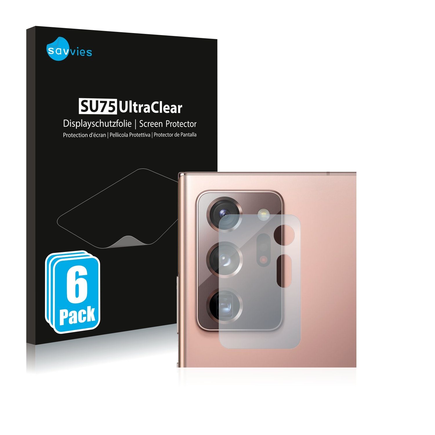 Savvies Displayschutzfolie Schutzfolie für Samsung Galaxy Note 20 Ultra 5G (NUR Kameraschutz), 6 Stück, Displayschutz Schutz Folie Klar Transparent