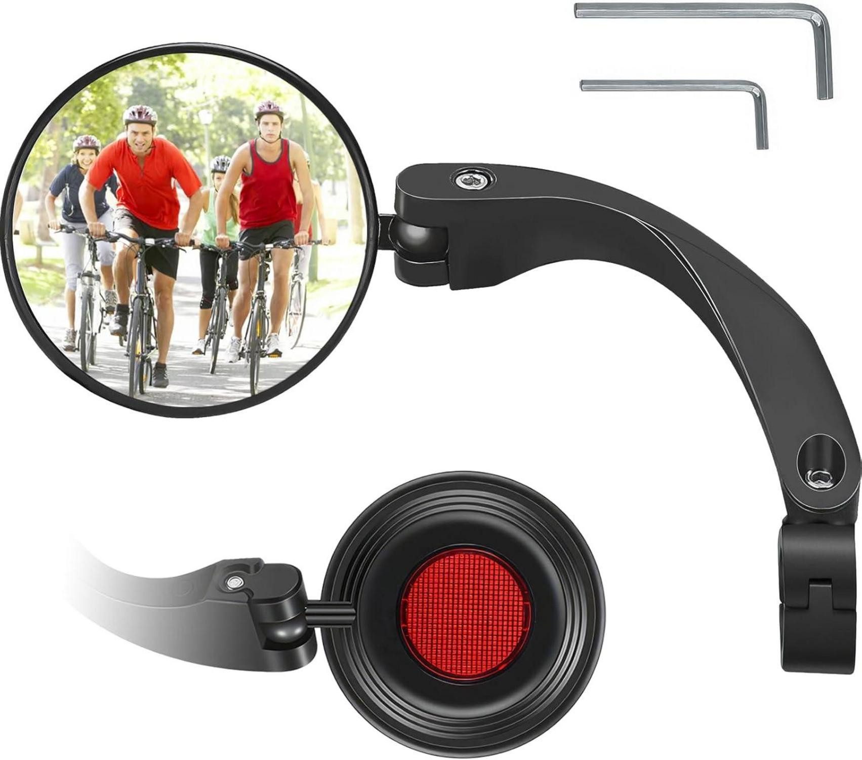 Fahrradständer Fahrradspiegel Lenker 18-26mm Rückspiegel mit Rückreflektor & Konvexer