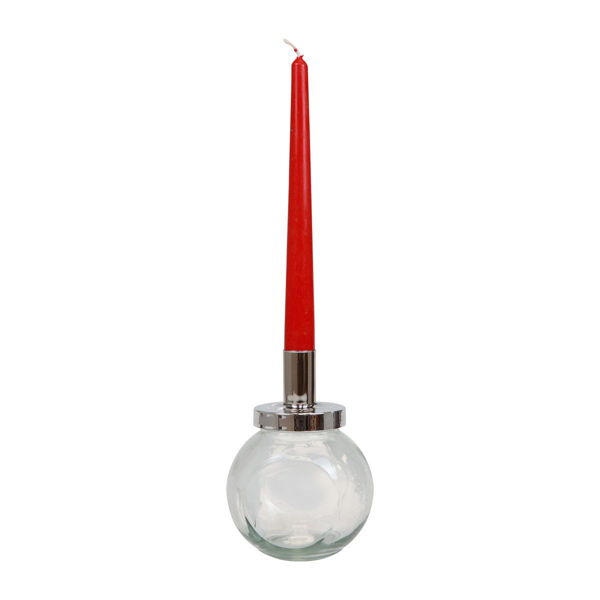 Florists Products Kerzenhalter Stabkerzenhalter Kerzenständer Glas Metall Silber Ø10,5cm, 4 Stück