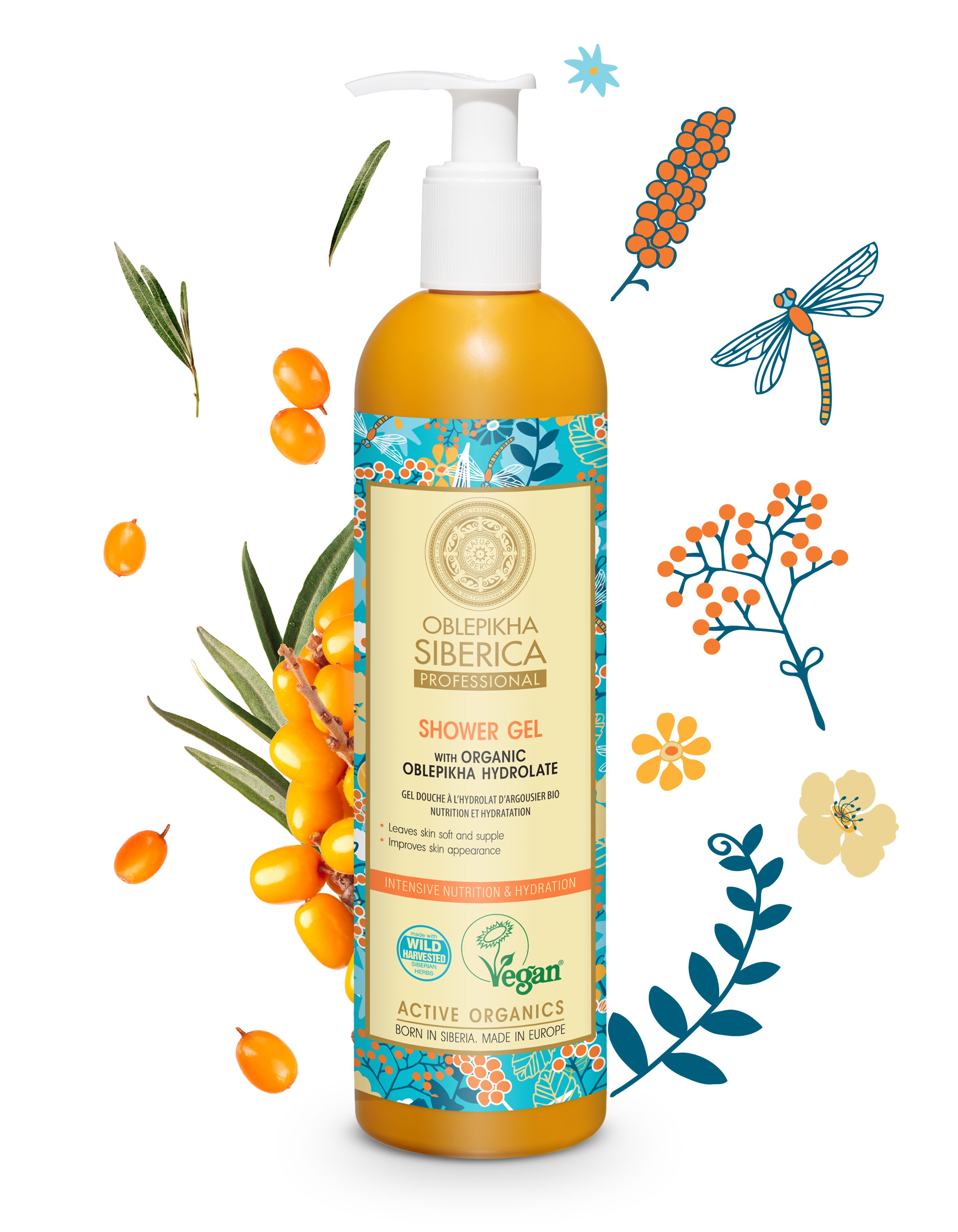 Natura Siberica Duschgel Oblepikha Hydrolate Shower Gel Intensive Nutrition and Hydration