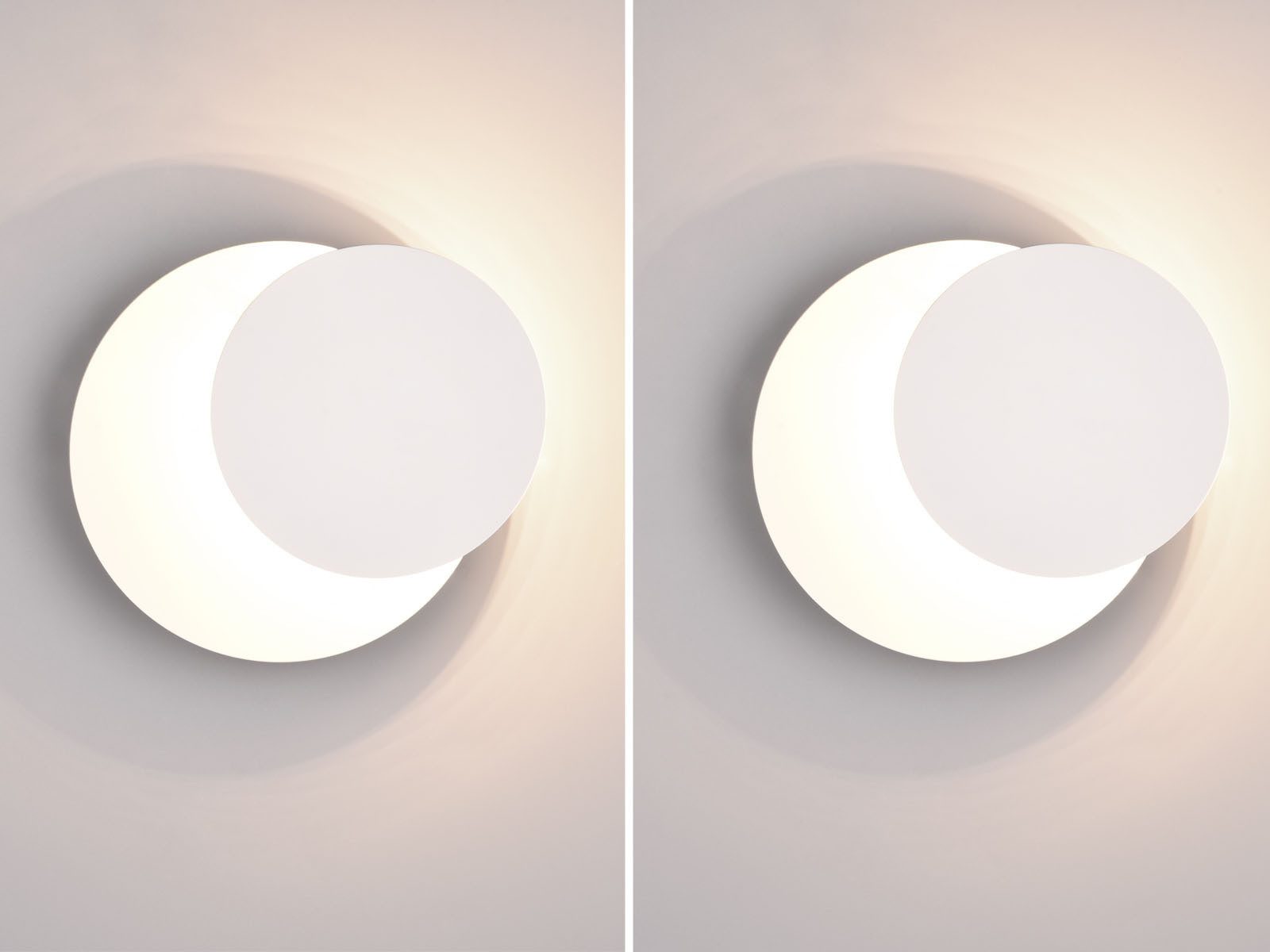 TRIO Leuchten LED Wandleuchte flach, verstellbare Blende, rund Ø 18cm, LED fest integriert, Warmweiß, 2er SET Wandlampen ausgefallen für indirekte Wand-Beleuchtung innen