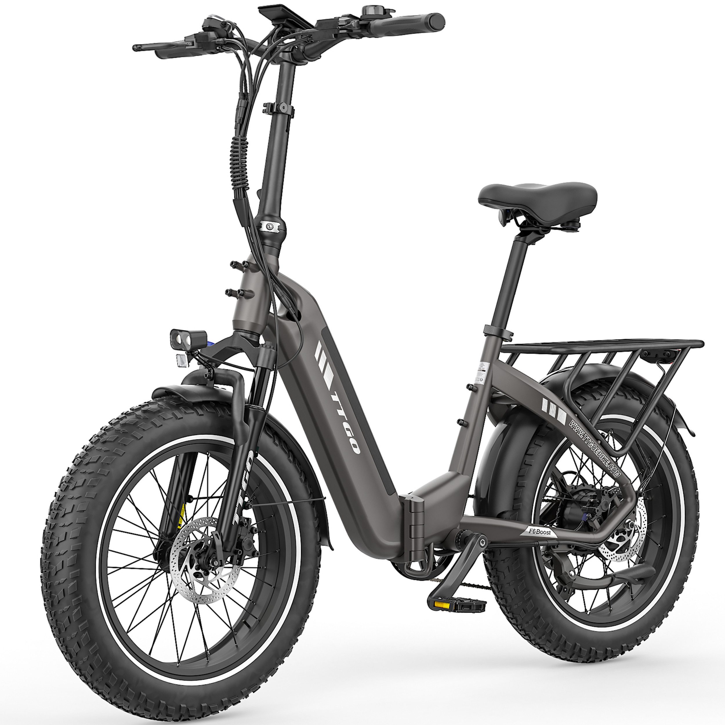 TTGO E-Bike Klapprad 20 Zoll, 4,0'' Fatbike-Reifen, 70Nm, Lockout-Federgabel, Faltrad, 7 Gang SHIMANO, Kettenschaltung, Heckmotor, 864 Wh, 140km, Drehmomentsensor, max. 150kg, Elektrofahrrad, hydr. Bremsen