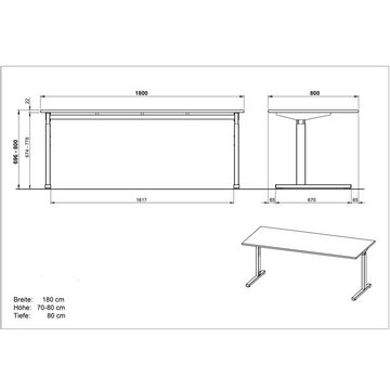 Lomadox Schreibtisch PRATO-01, Grandson Eiche Nb. 260/80/260 cm