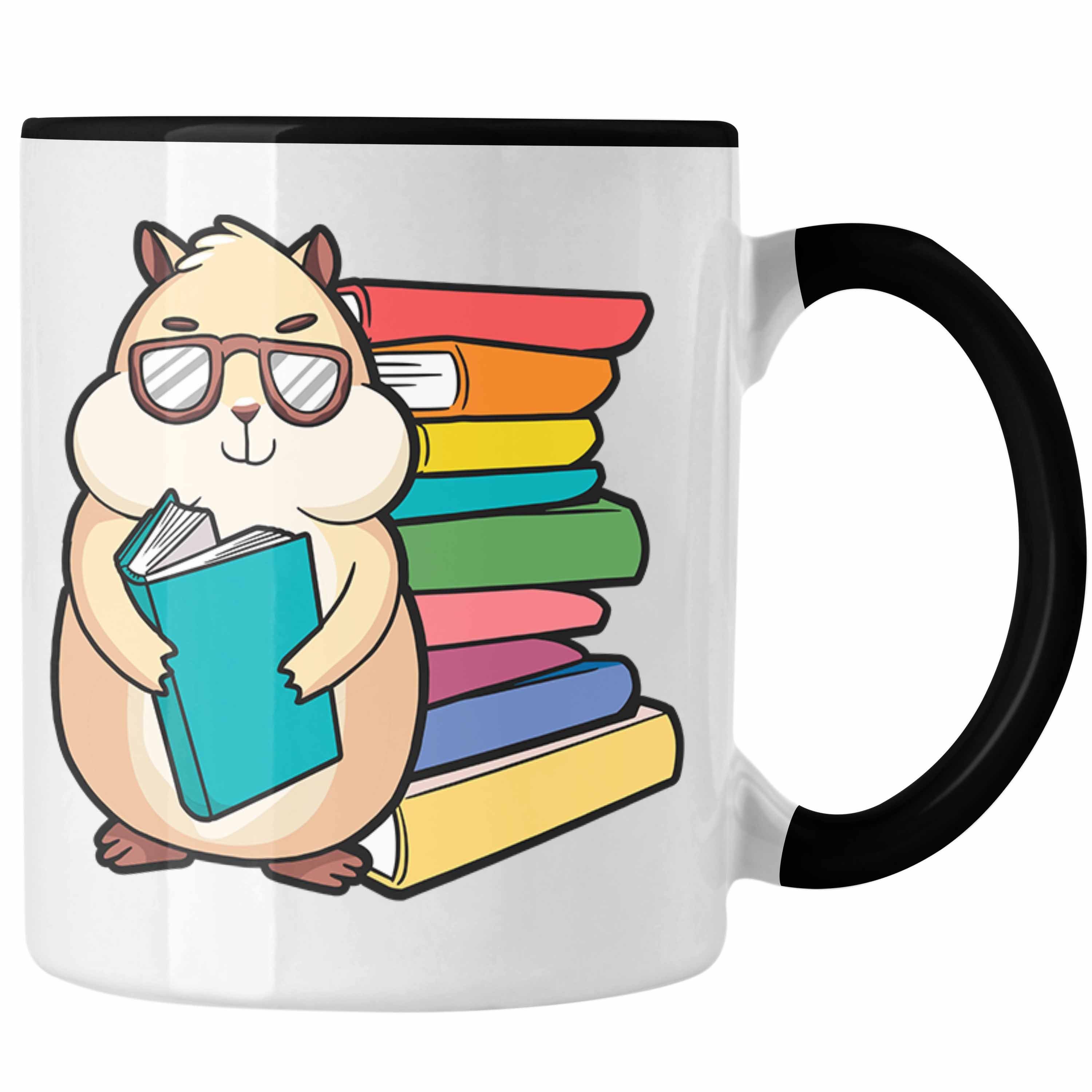 Trendation Les Hamster Tasse Geschenk Lesen Leseratte Grafik Tasse Bücher Schwarz Geschenkidee