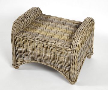 Kobolo Sitzwürfel CARDIFF Hocker Rattan grau mit Kissen H 38 cm (kubu-grey)