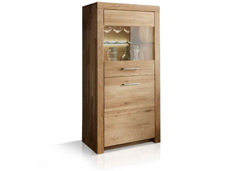 Moebel-Eins Highboard, KAMILLA Highboard III, Material Massivholz, Wildeiche geölt