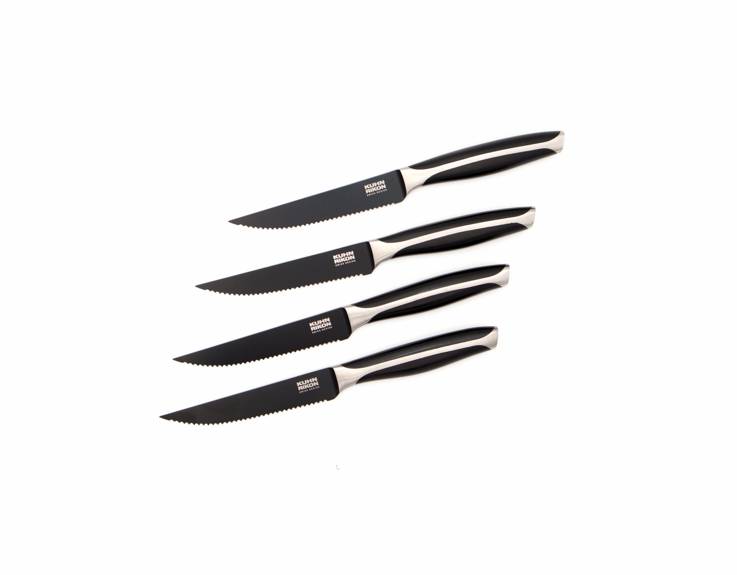 KUHN RIKON Steakbesteck Steakbesteck Black Peak (4-tlg), 4 Personen, Edelstahl, japanischer Edelstahl