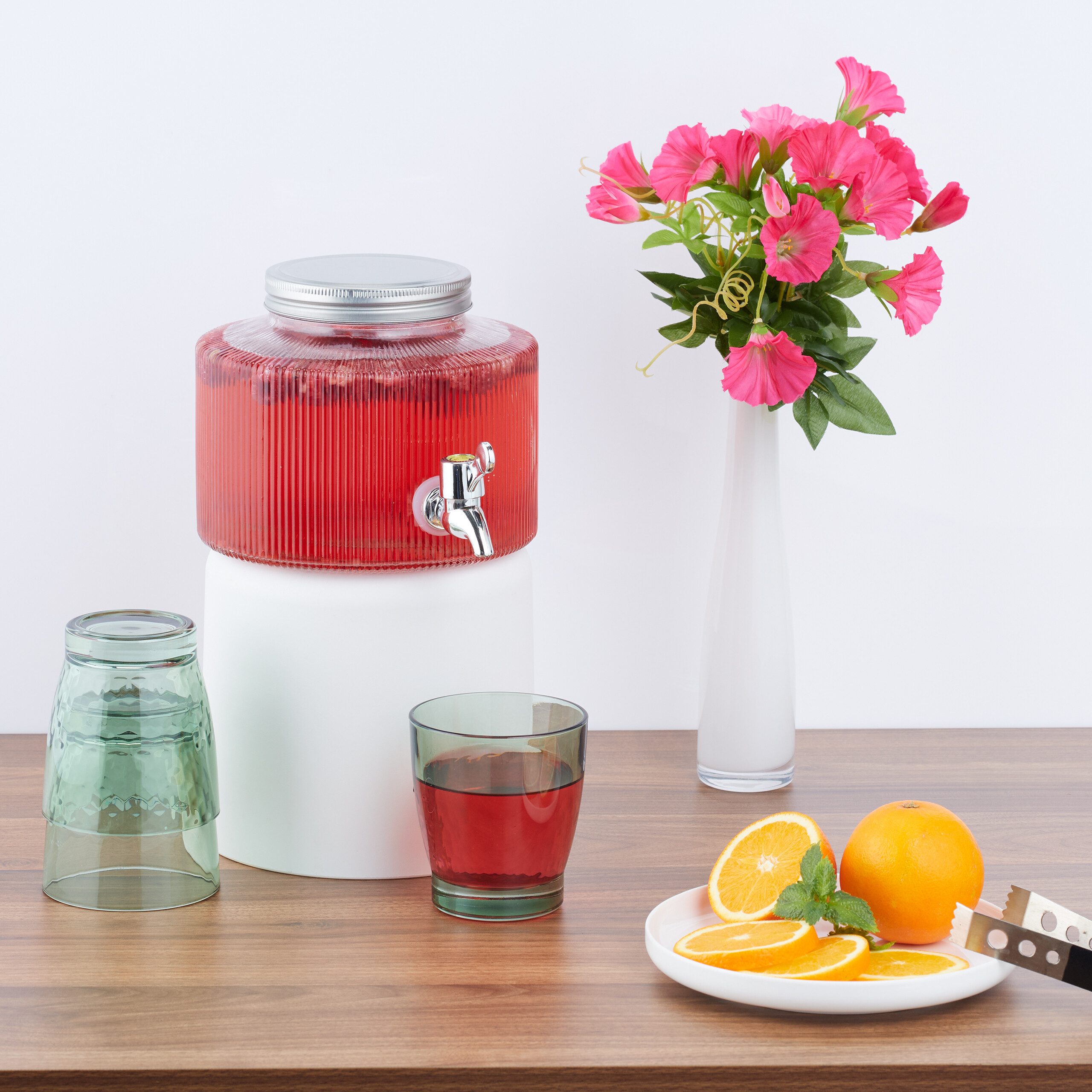 relaxdays Getränkespender Dekorativer Getränkespender 2,8 Liter