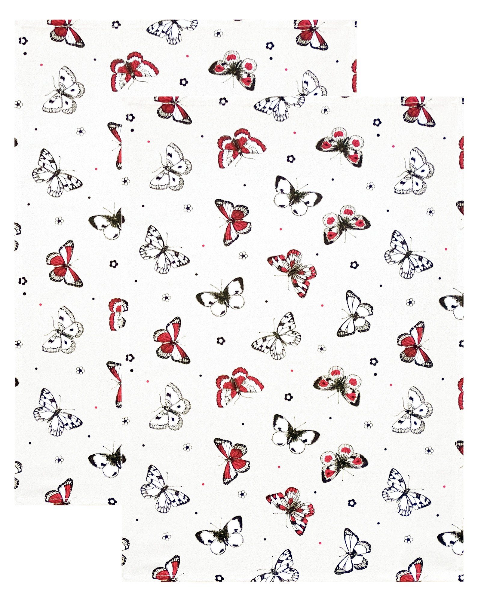 Lashuma Handtuch Set Schmetterling, Jacquard, (Set, 2-tlg), 2x Geschirrtücher, Küchentücher 48x68 cm