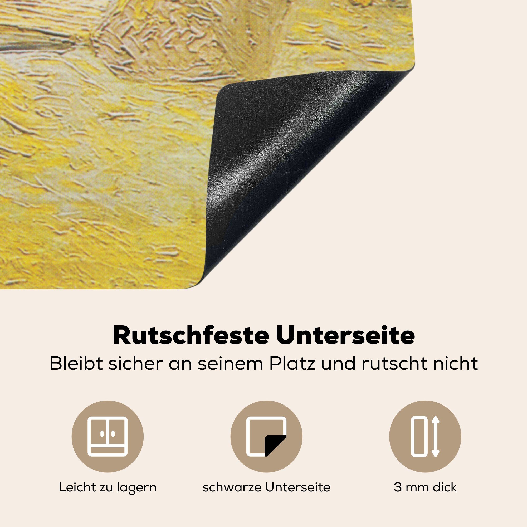 küche van Arbeitsplatte Das Ceranfeldabdeckung, Gogh, tlg), - Vincent von Haus MuchoWow Vinyl, Herdblende-/Abdeckplatte Gemälde für 78x78 gelbe cm, (1