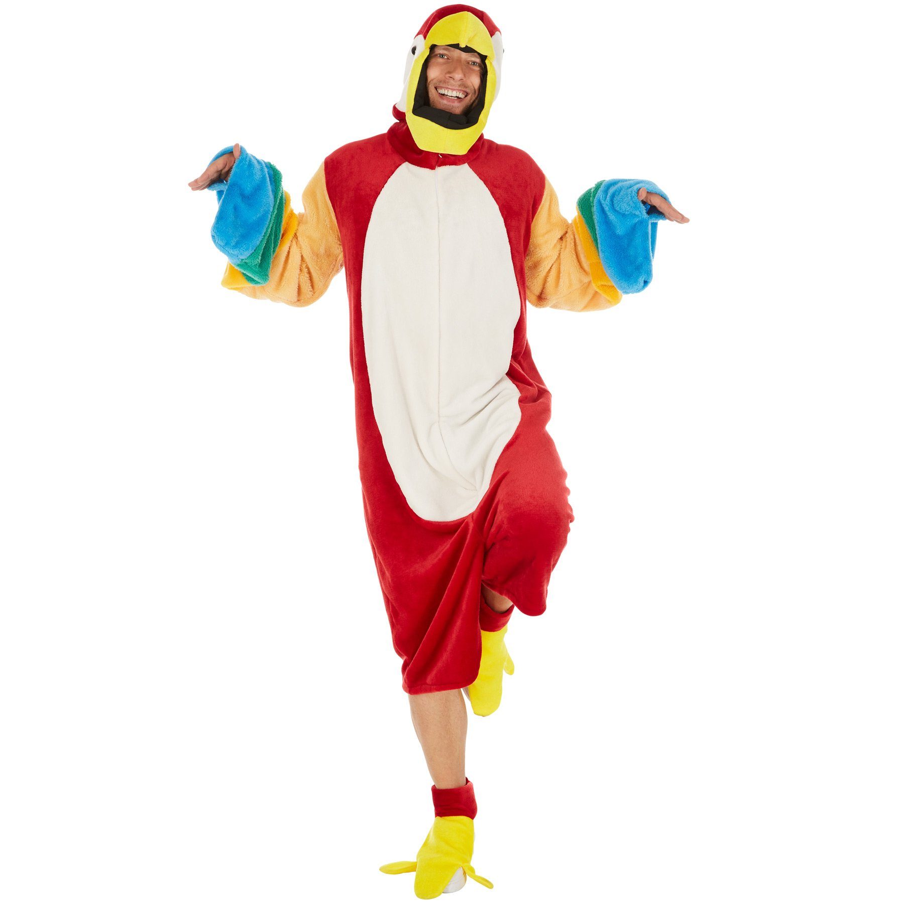 dressforfun Kostüm, Farbenfrohes Papagei-Kostüm für Frauen und Männer