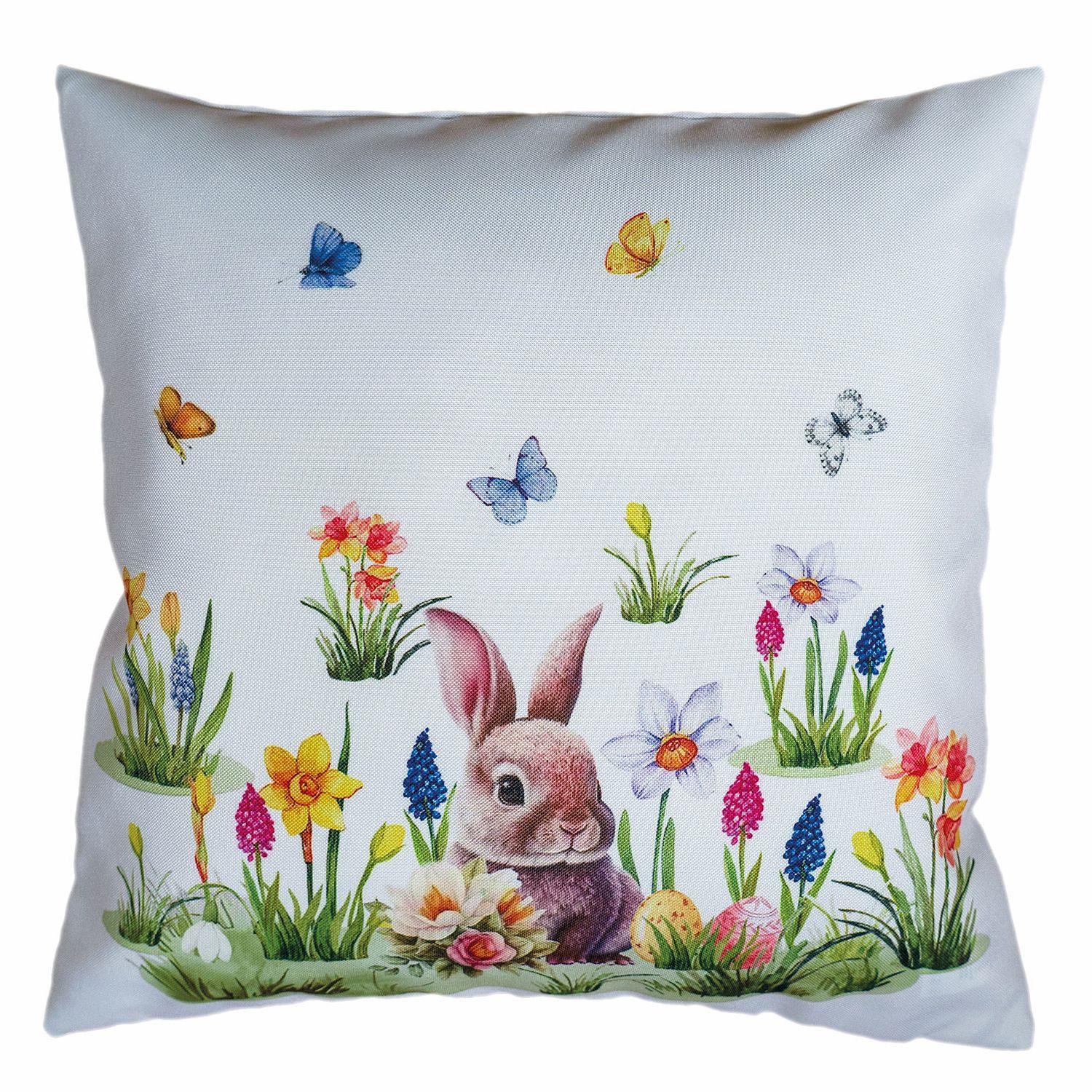 texpot Kissenhülle Dekokissen Druck Osterhase Blumenwiese Ostern Frühling, (1 Stück)