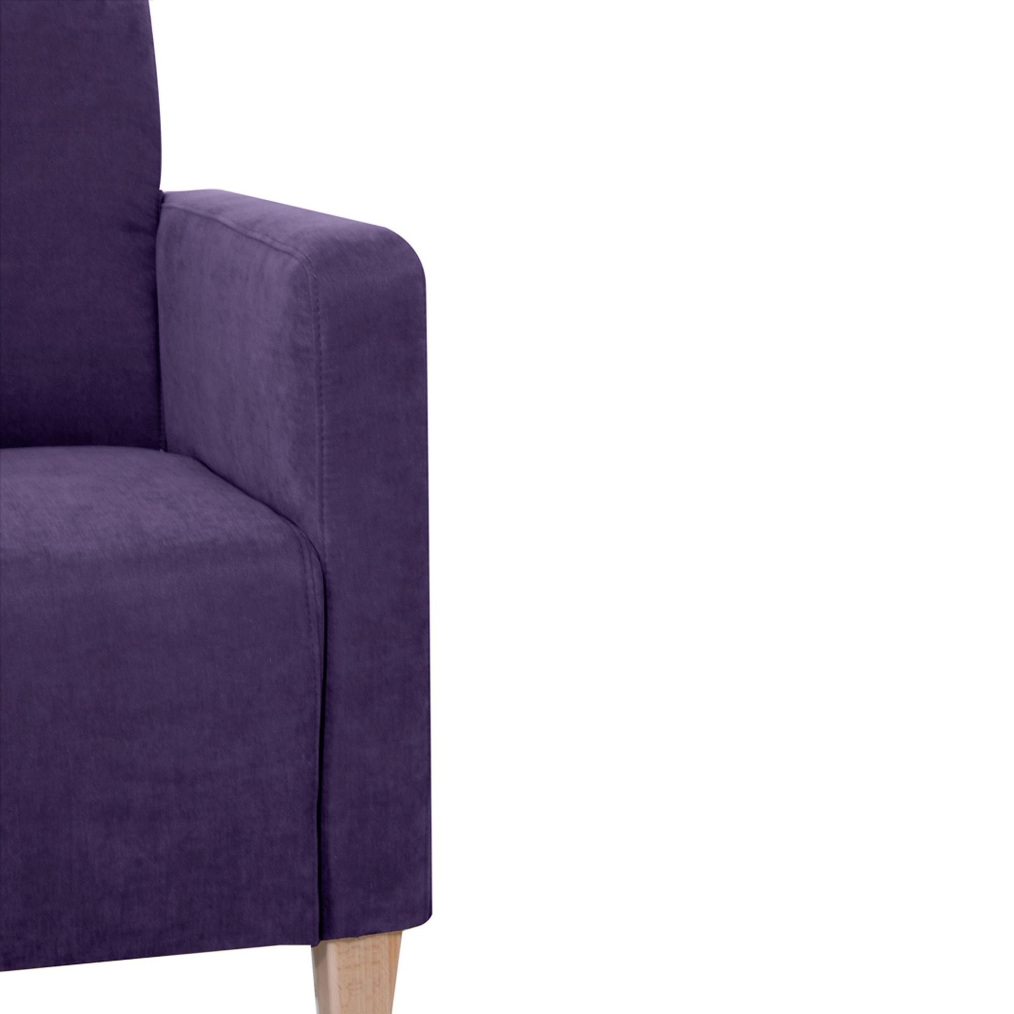 58 aufm Kessel Sessel 22209 Sessel (Sparpreis 1-St), violett Versand, Sitz Veloursstoff Karol / verarbeitet,bequemer inkl. hochwertig Bezug natur Buche Kostenlosem