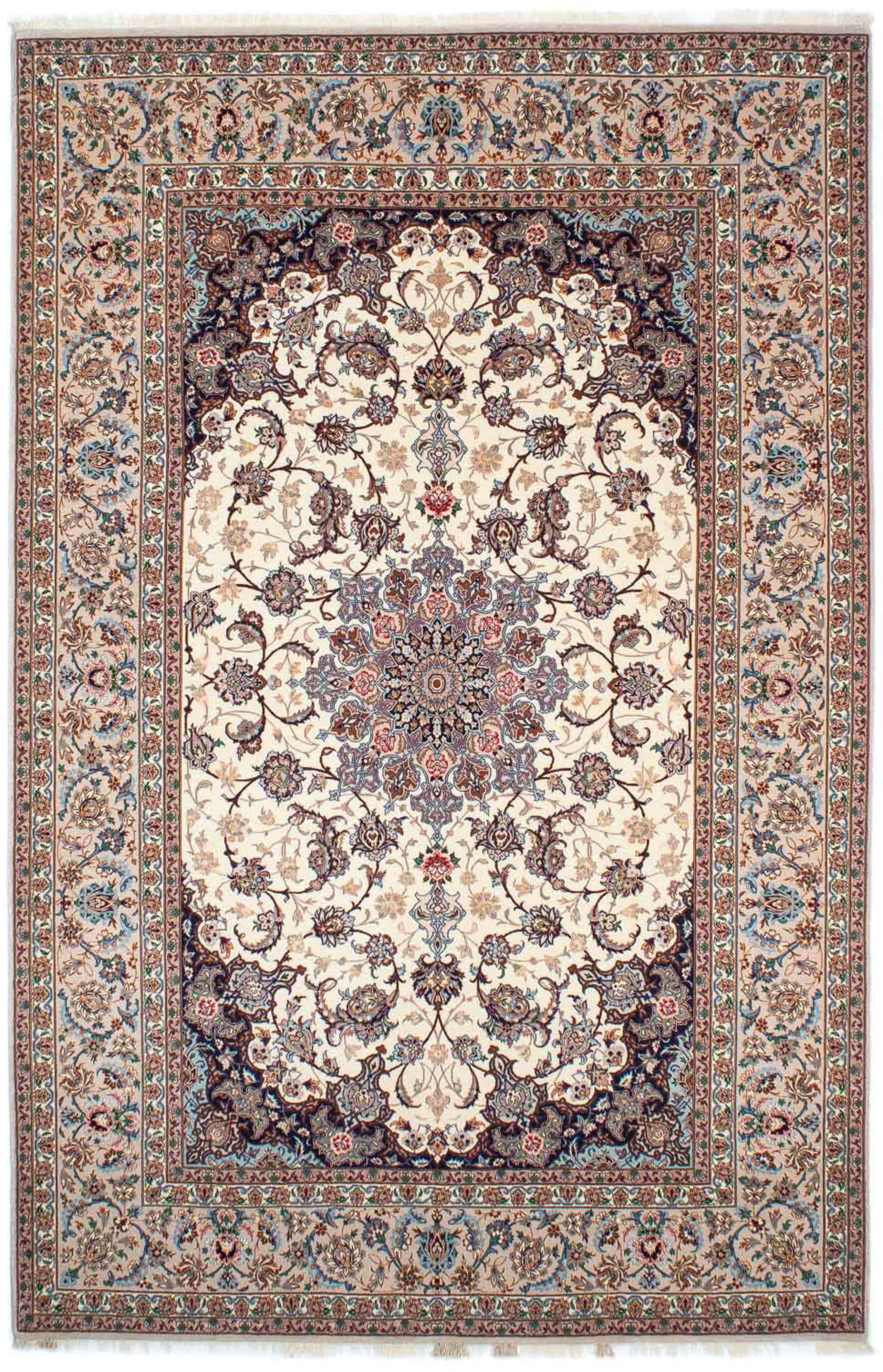 Orientteppich Perser - morgenland, Isfahan Einzelstück Premium Wohnzimmer, x - beige, Handgeknüpft, 6 - mit 242 Höhe: mm, Zertifikat - rechteckig, cm 155
