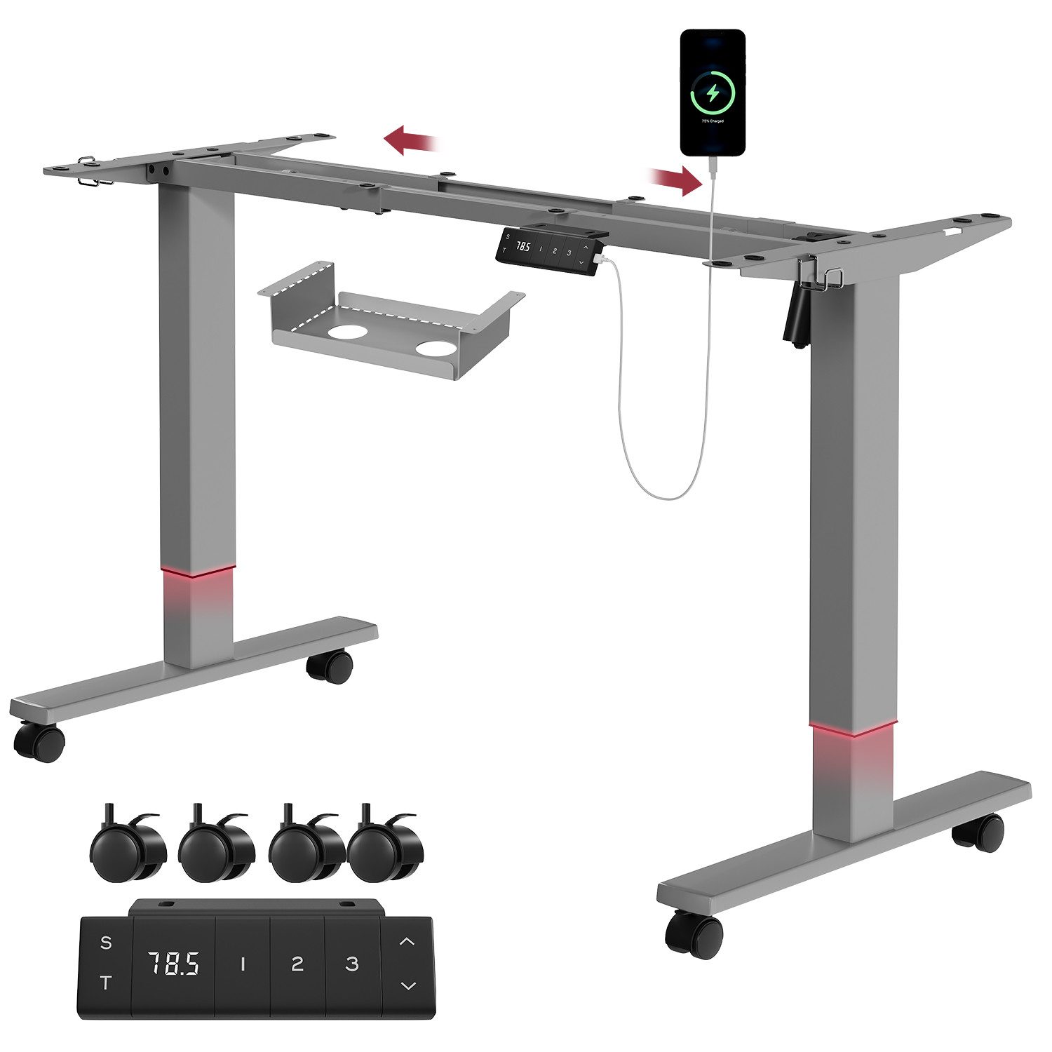 HOMALL Schreibtisch Elektrisch höhenverstellbares Tischgestell mit Wecker A günstig online kaufen