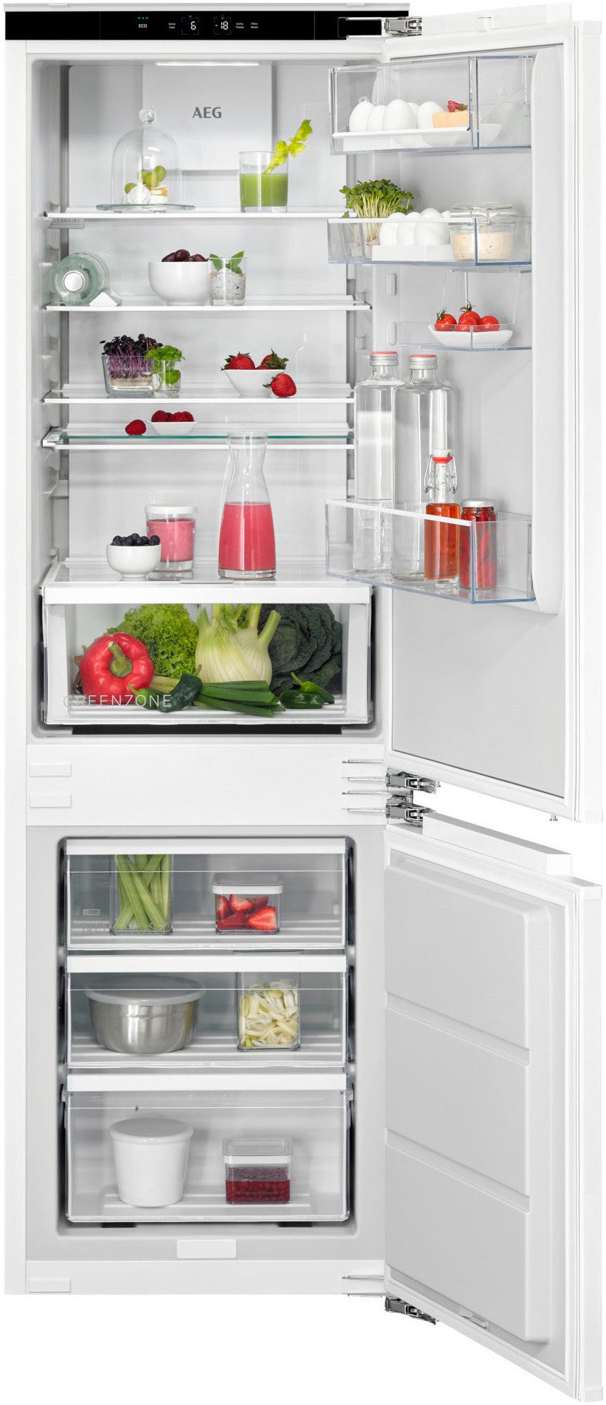 AEG Einbaukühlgefrierkombination Serie 7000 TSC7M183EC, 176,9 cm hoch, 55,7 cm breit, 245 Liter, GreenZone-Vitamine bleiben erhalten, NoFrost, Festtür