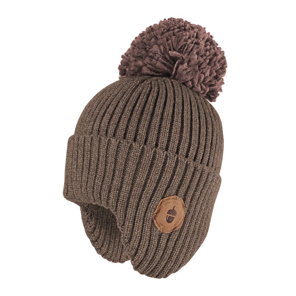 MAXIMO Strickmütze MINI-Mütze, Umschlag, Pompon Ohrenteil (1-St)