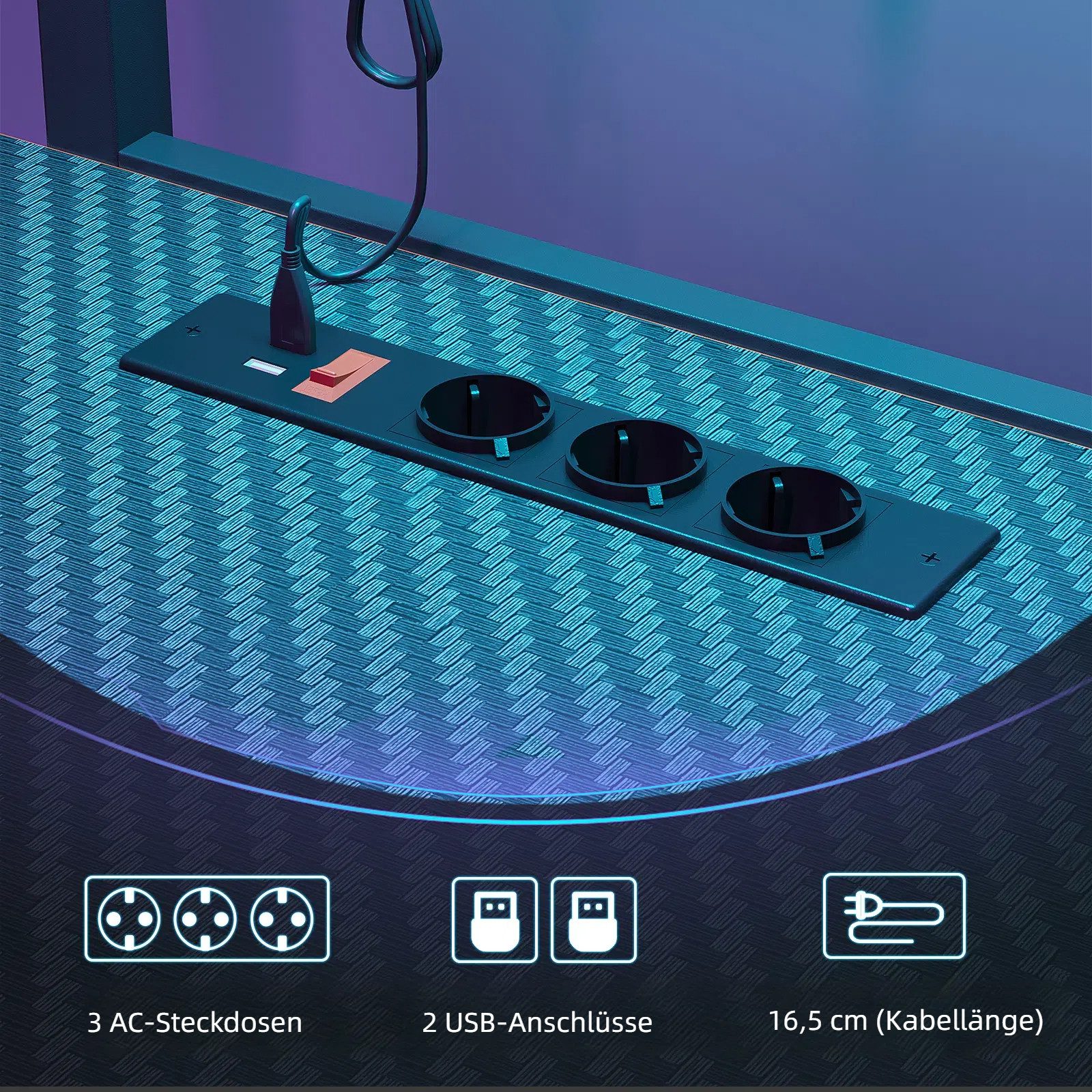 Bestier Gamingtisch Gaming-Schreibtisch mit Regalen, Stabil Schreibtisch LE günstig online kaufen