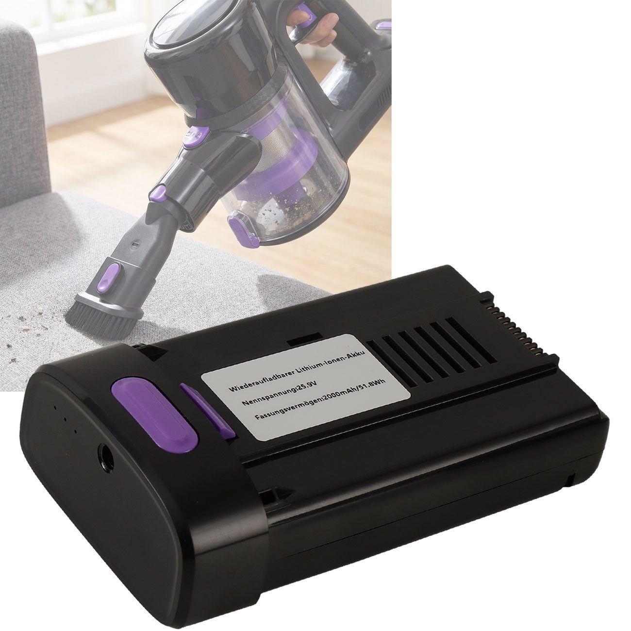 Casativo Ersatzakku für Casativo Zyklon Staubsauger CH8303, 25,9 V/2000 mAh Staubsauger-Akku (1 St), Kompatibel mit Zyklon Staubsauger CH8303, Akku: 25,9 V/2000 mAh