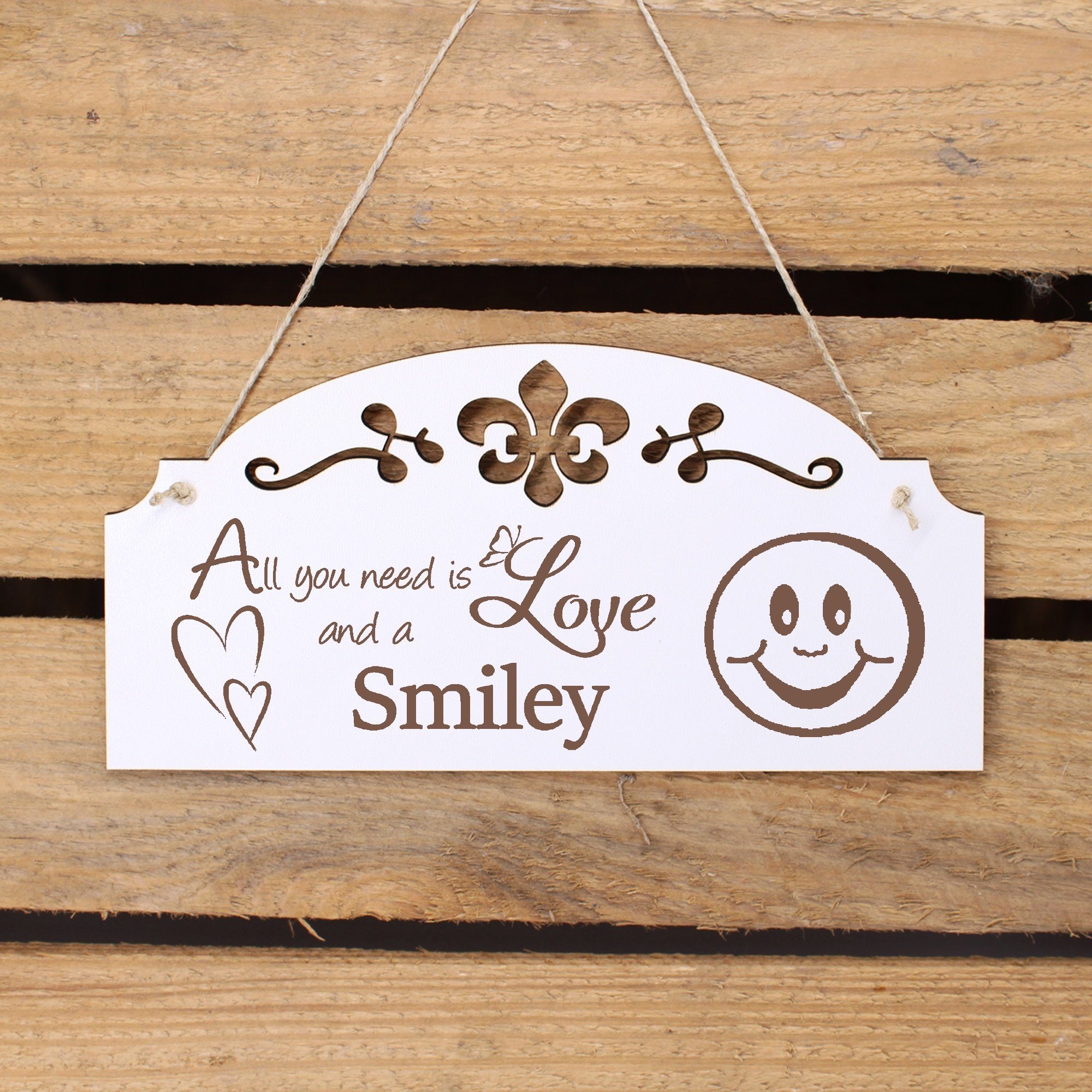 All Deko 20x10cm Love you Hängedekoration Smiley Dekolando need is