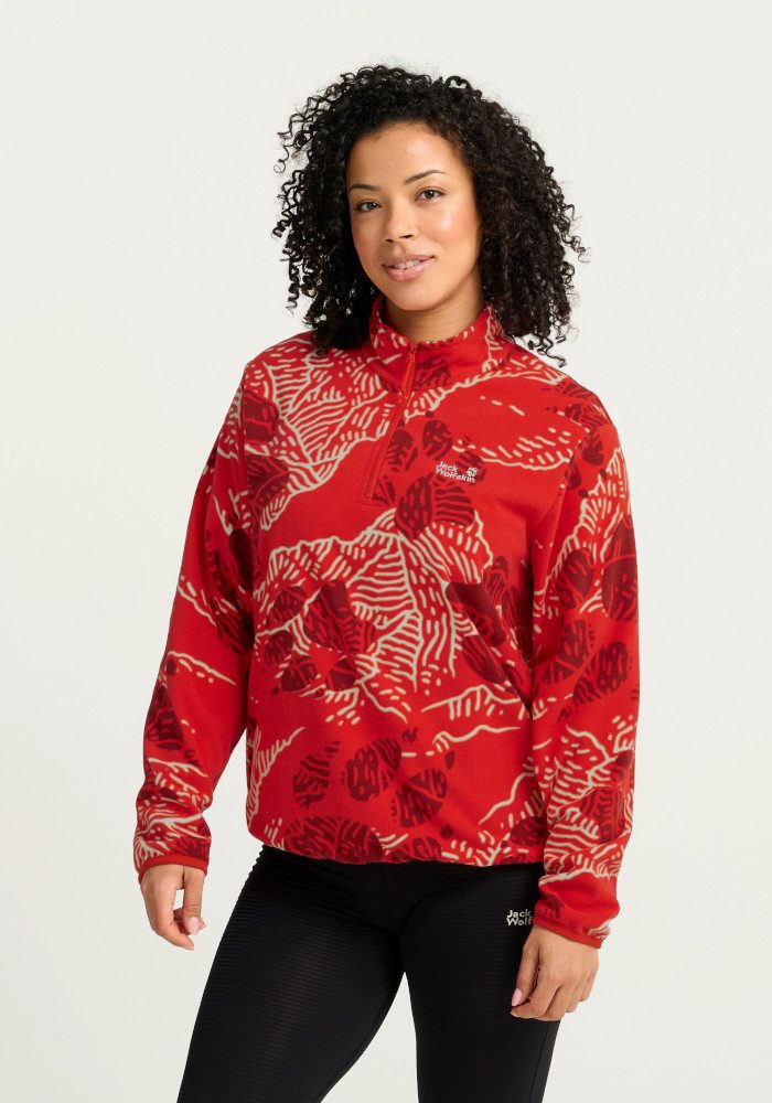 Jack Wolfskin Stehkragenpullover PAW ERA 100 PRINT HZ W Fleecepullover, weich, komfortabel
