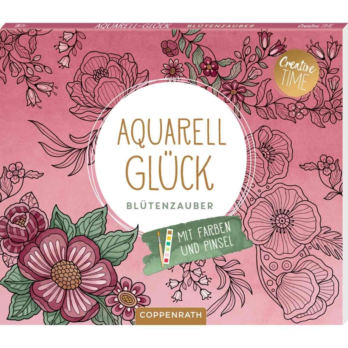 COPPENRATH DIE SPIEGELBURG Malvorlage Aquarell Malblock mit Farben & Pinsel, 15 Motive, Kreativset
