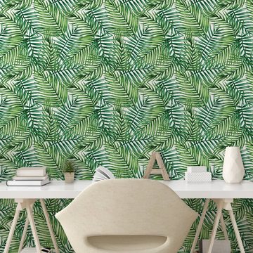 Abakuhaus Vinyltapete selbstklebendes Wohnzimmer Küchenakzent, Blatt Botanischer Wilde Palmen
