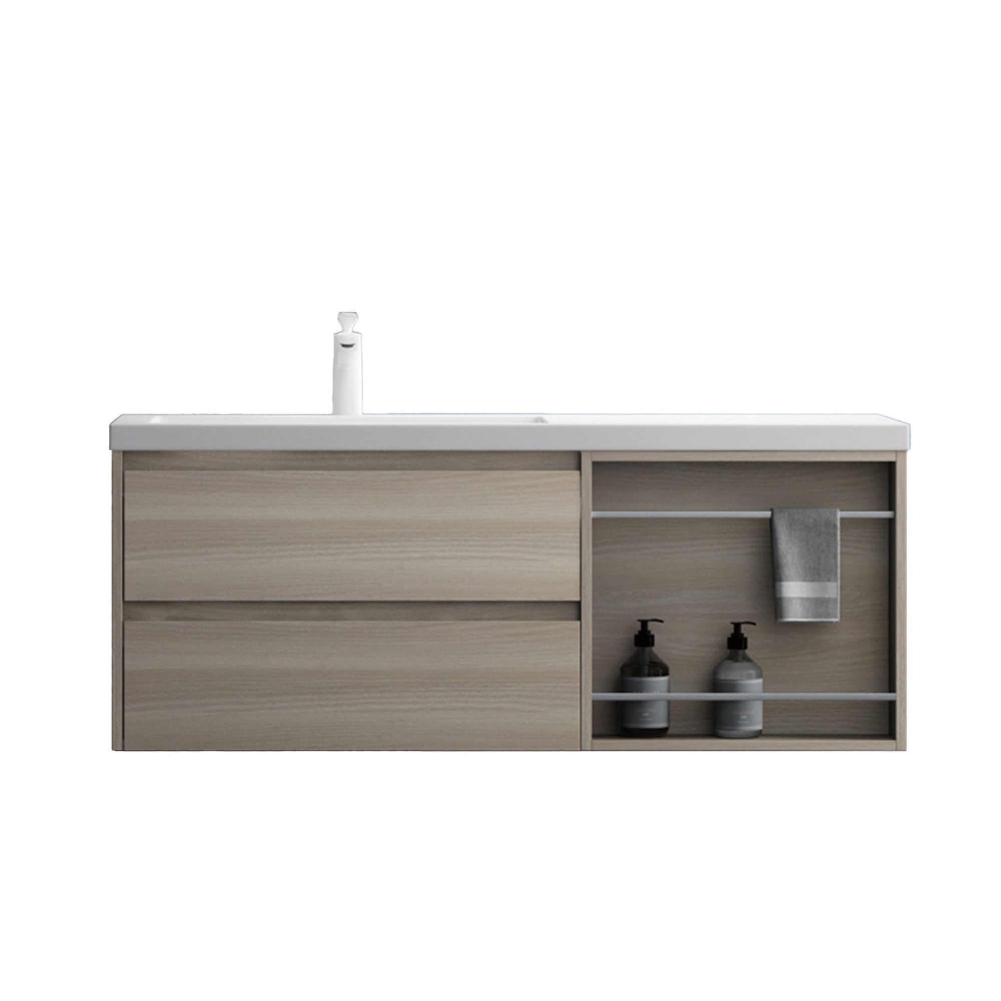 doporro Badmöbel-Set Badmöbel-Set Waschtisch Design MDF-Platte mit Melaminbeschichtung Open, Großer Stauraum, Wasser abweisend