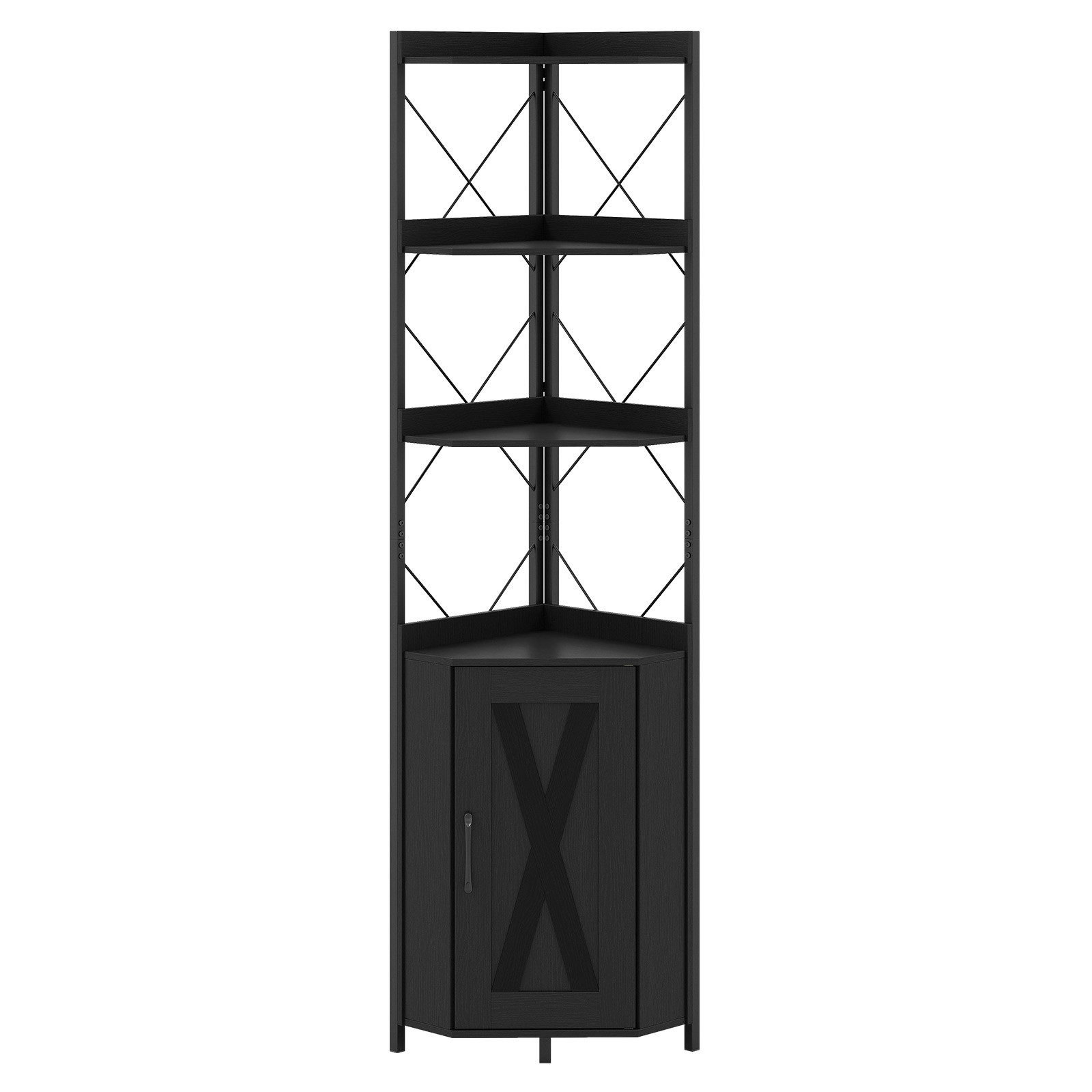 COSTWAY Standregal, Eckregal mit Absturzsicherungen & 2 Kippschutz-Sets