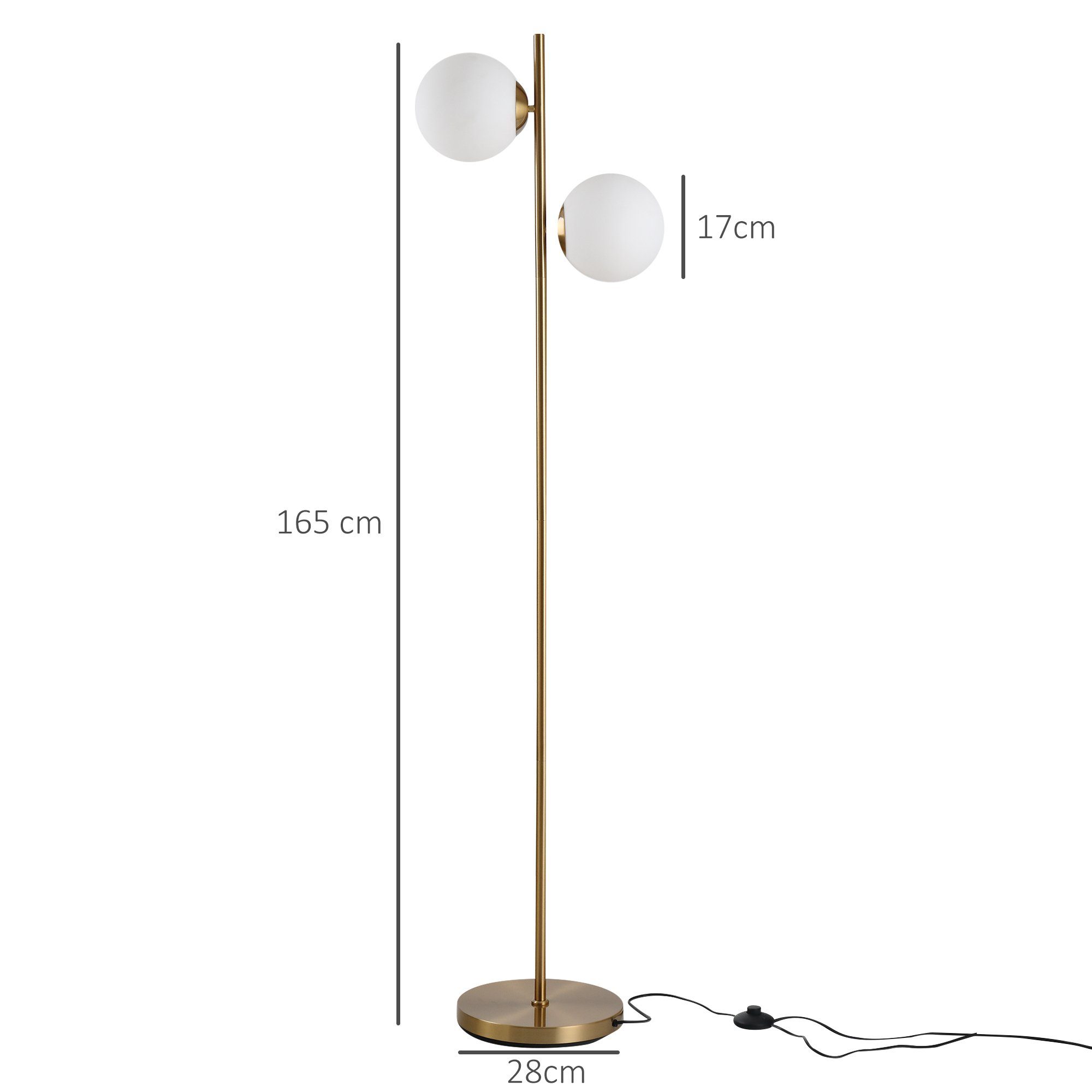 HOMCOM Stehlampe Stehlampe Lieferumfang (nicht 2 2 Lampenschirmen, mit enthalten) im E27 x