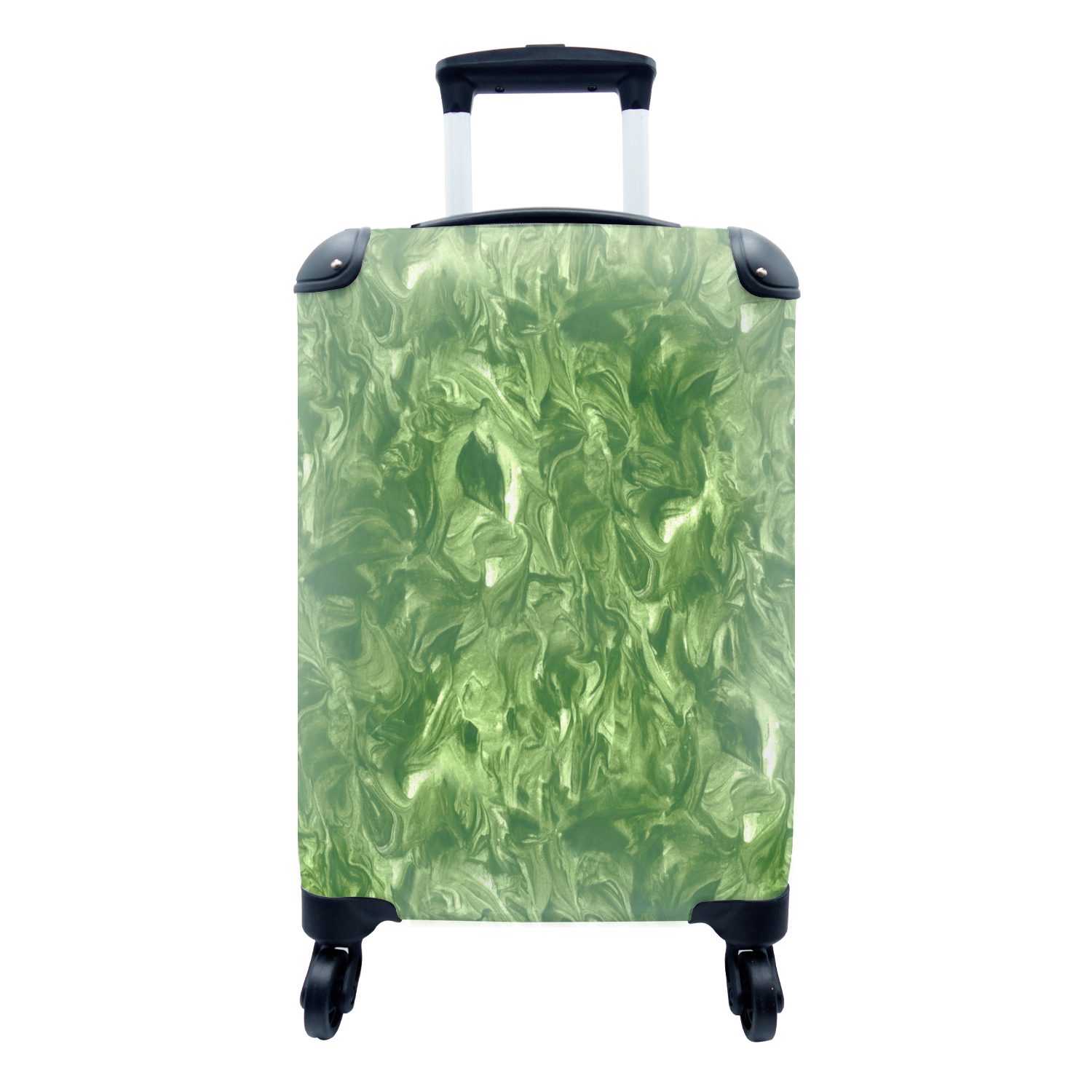 MuchoWow Handgepäckkoffer Farbe - Marmor - Grün - Design, 4 Rollen, Reisetasche mit rollen, Handgepäck für Ferien, Trolley, Reisekoffer