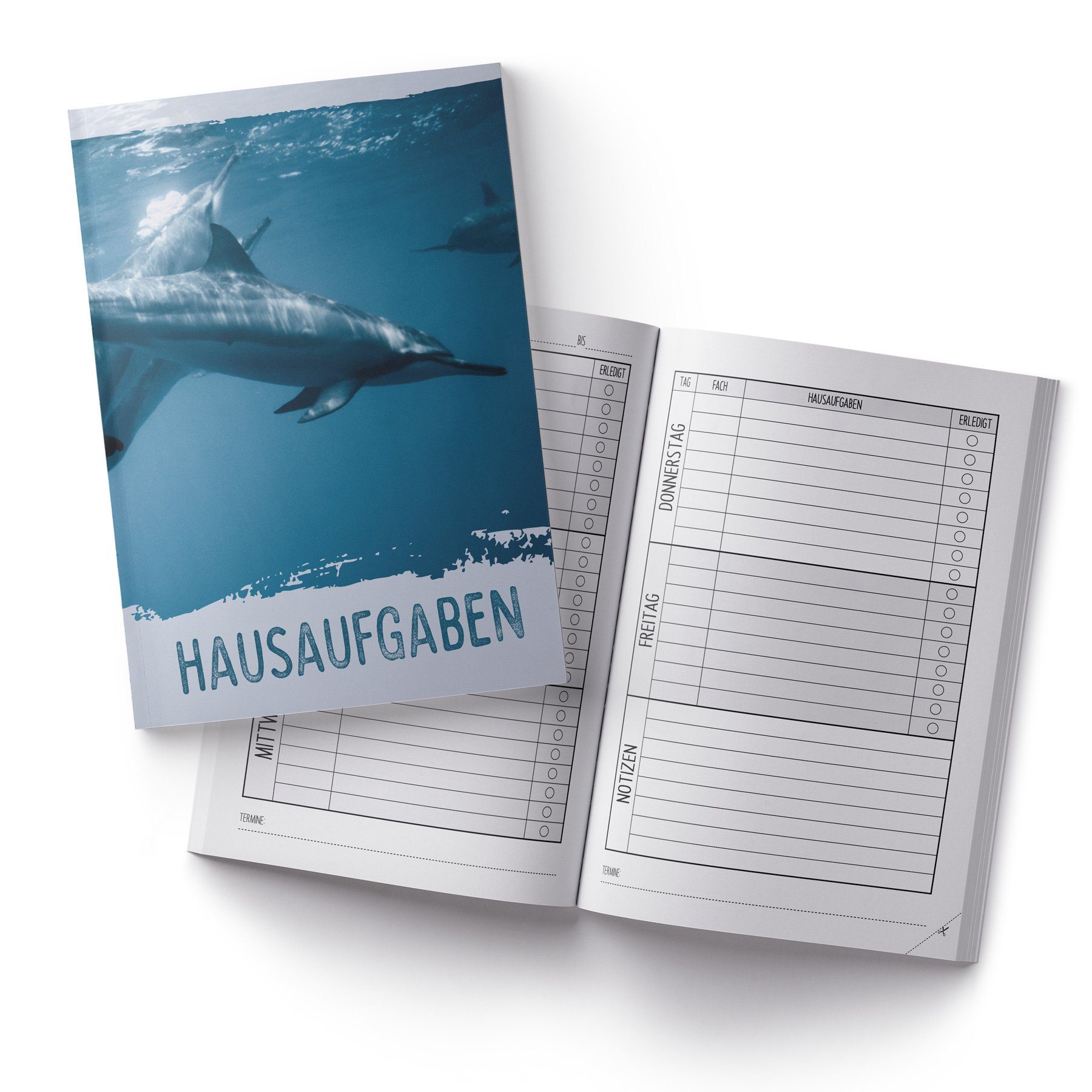 Notizheft itenga Hausaufgabenheft Delfin (Motiv 26) DIN A5, 96 Seiten