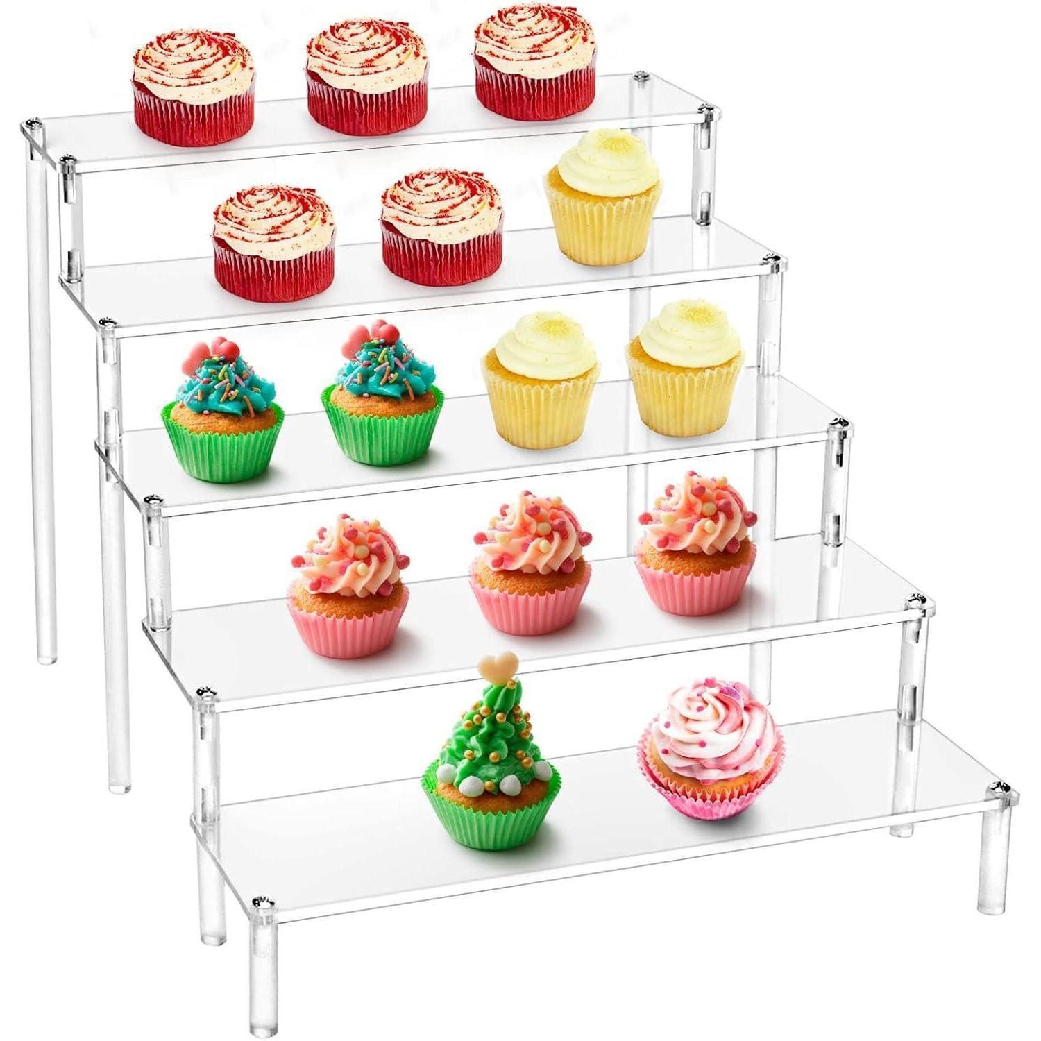 LuxusKollektion Glas 5-Stufig Acryl Display Ständer Transparent Display Regal 30x32x25cm – Bild 4 von 5