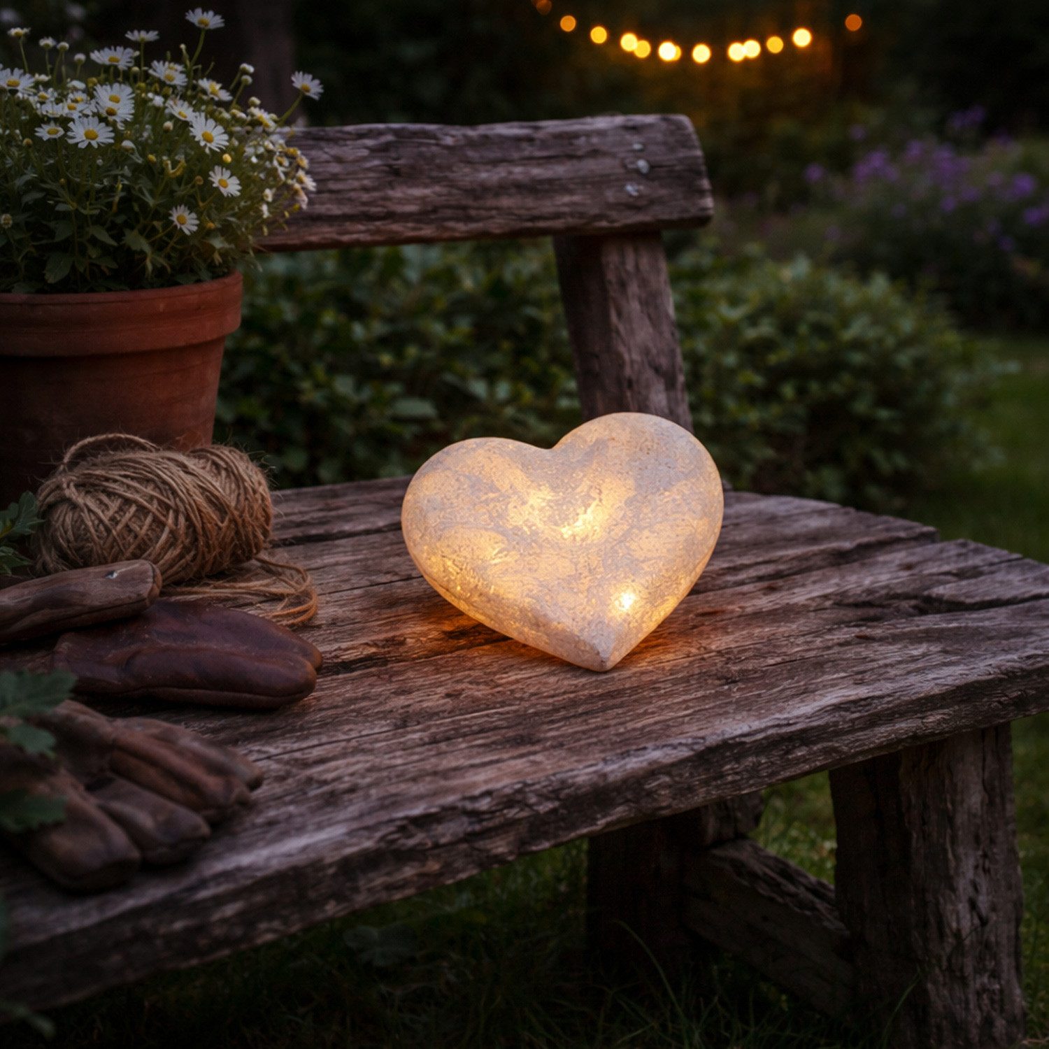 MARELIDA LED Dekolicht LED Herz Leuchtherz Grabherz Dekoherz Muttertag 13cm Timer Grabschmuck, LED Classic, warmweiß (2100K bis 3000K)