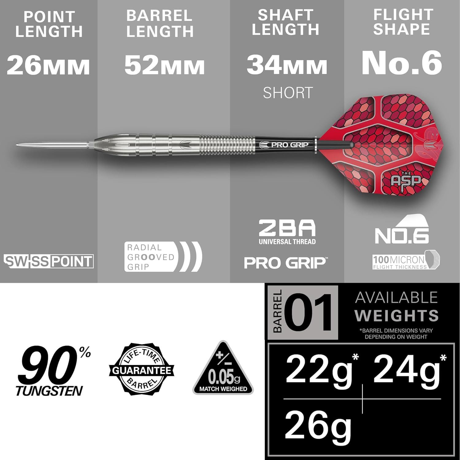 TARGET DARTS Dartpfeil Nathan Aspinall Gen 1 Steeldarts 90% Wolfram, 22G Swiss Points