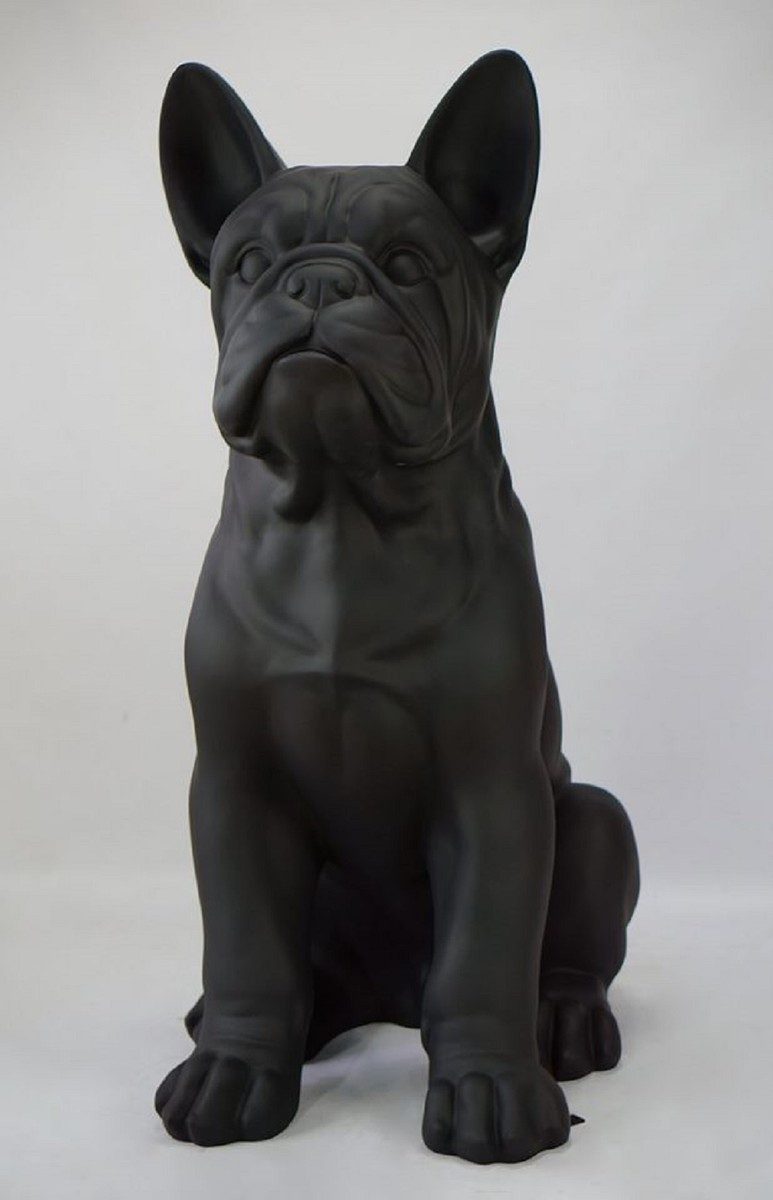 Casa Padrino Skulptur Casa Padrino XXL Deko Skulptur Hund Bulldogge Matt Schwarz H. 170 cm