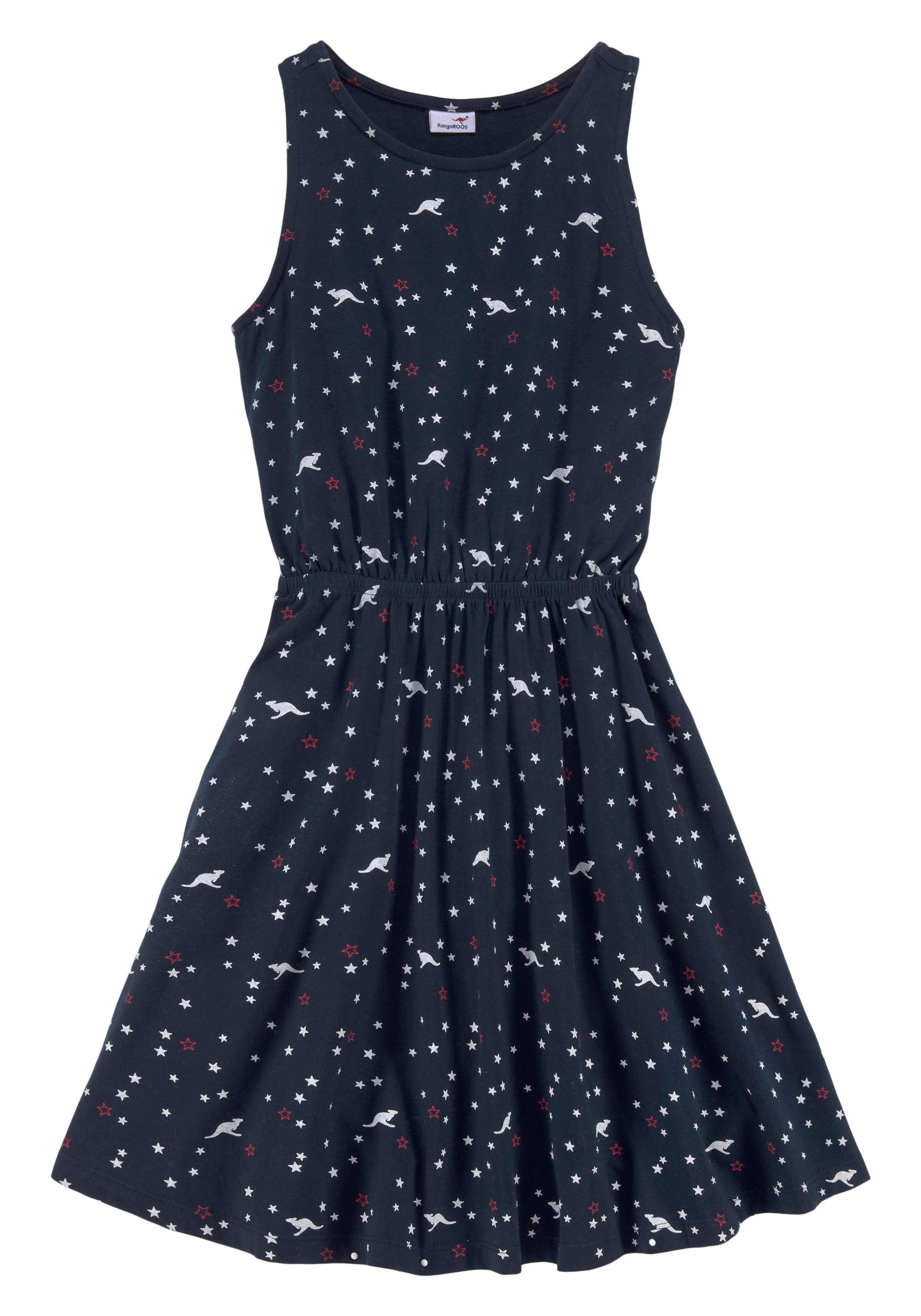 KangaROOS Jerseykleid, Skaterkleid in schönen Allover-Muster für Partys und Treffen mit Freunden, kniefrei, modisch