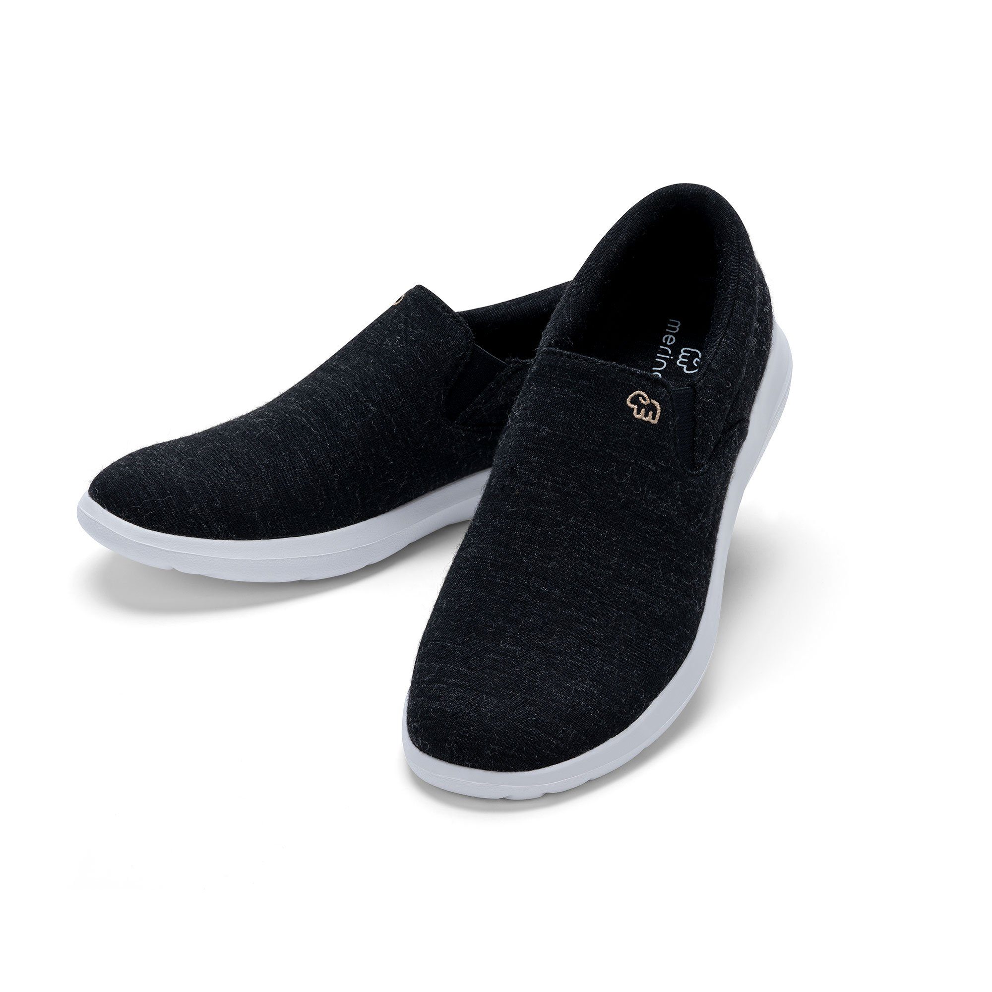 merinos - merinoshoes.de Atmungsaktiver Damenschuh aus Merinowolle Sneaker Eleganter schwarz & weißer Schuh mit Slip-On Funktion schwarz-weiß