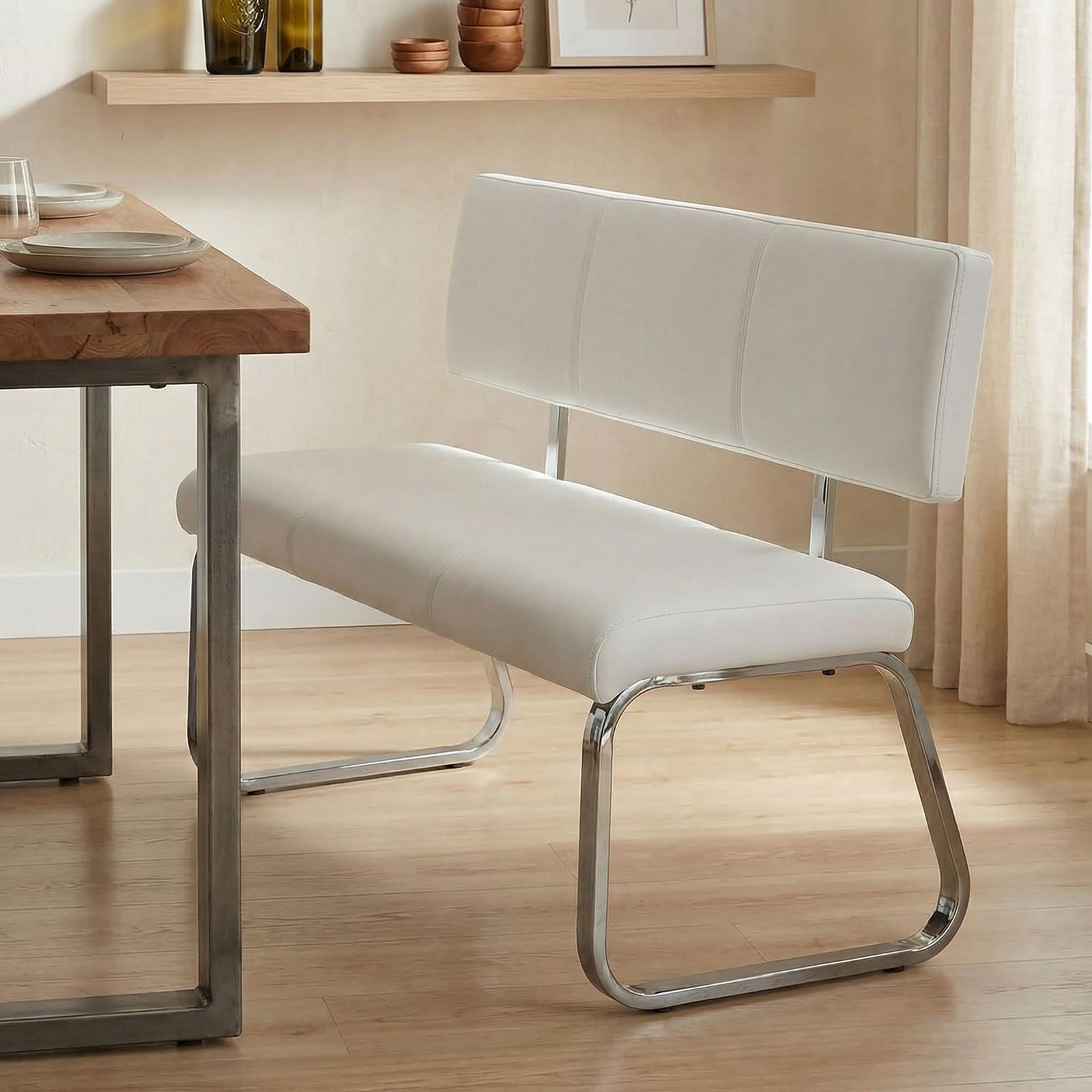 IDIMEX Essbank VILAS, Essbank mit Rückenlehne gepolstert für 3 Personen, Kunstleder weiß