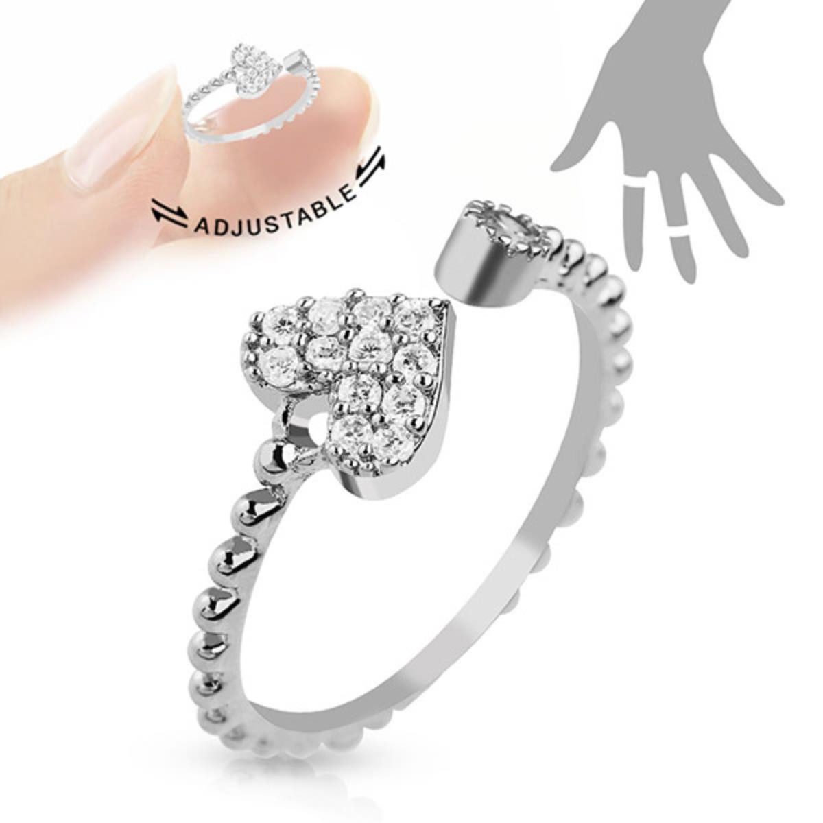 Order & Smile Schmuck Zehenring Mid Ring / Knöchel-Ring / Zehenring verstellbar „Herz“