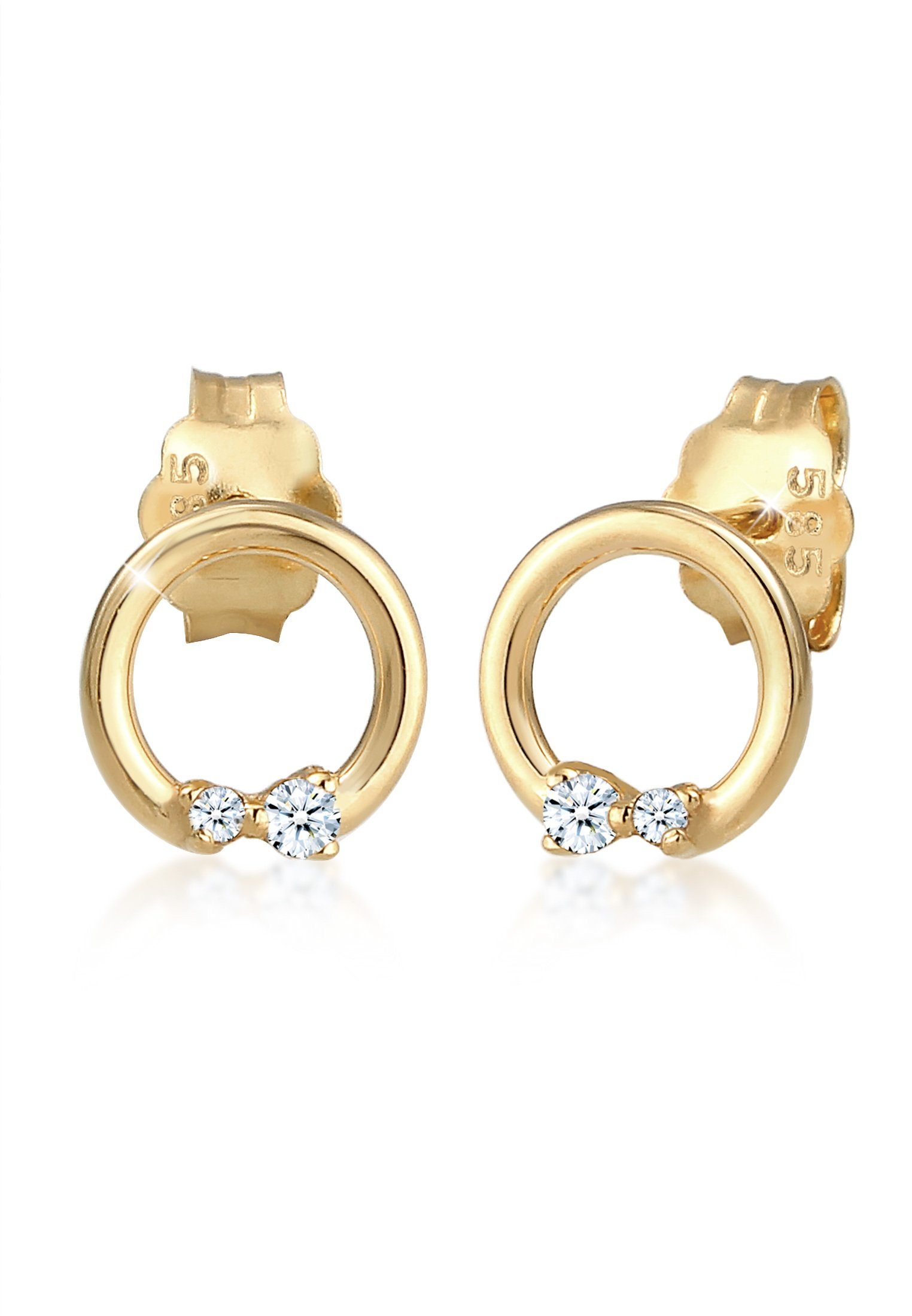 Elli DIAMONDS Paar Ohrstecker Ohrstecker Kreis Diamant (0.04 ct) 585 Gelbgo günstig online kaufen
